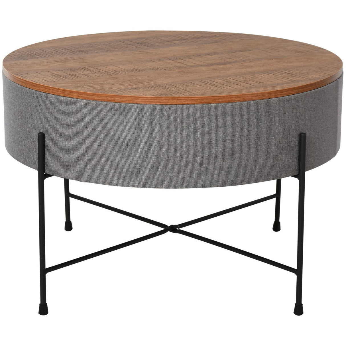 easycomfort easycomfort tavolino da caffe rotondo con vano contenitore stile industriale 60x40cm ean 8054144130019