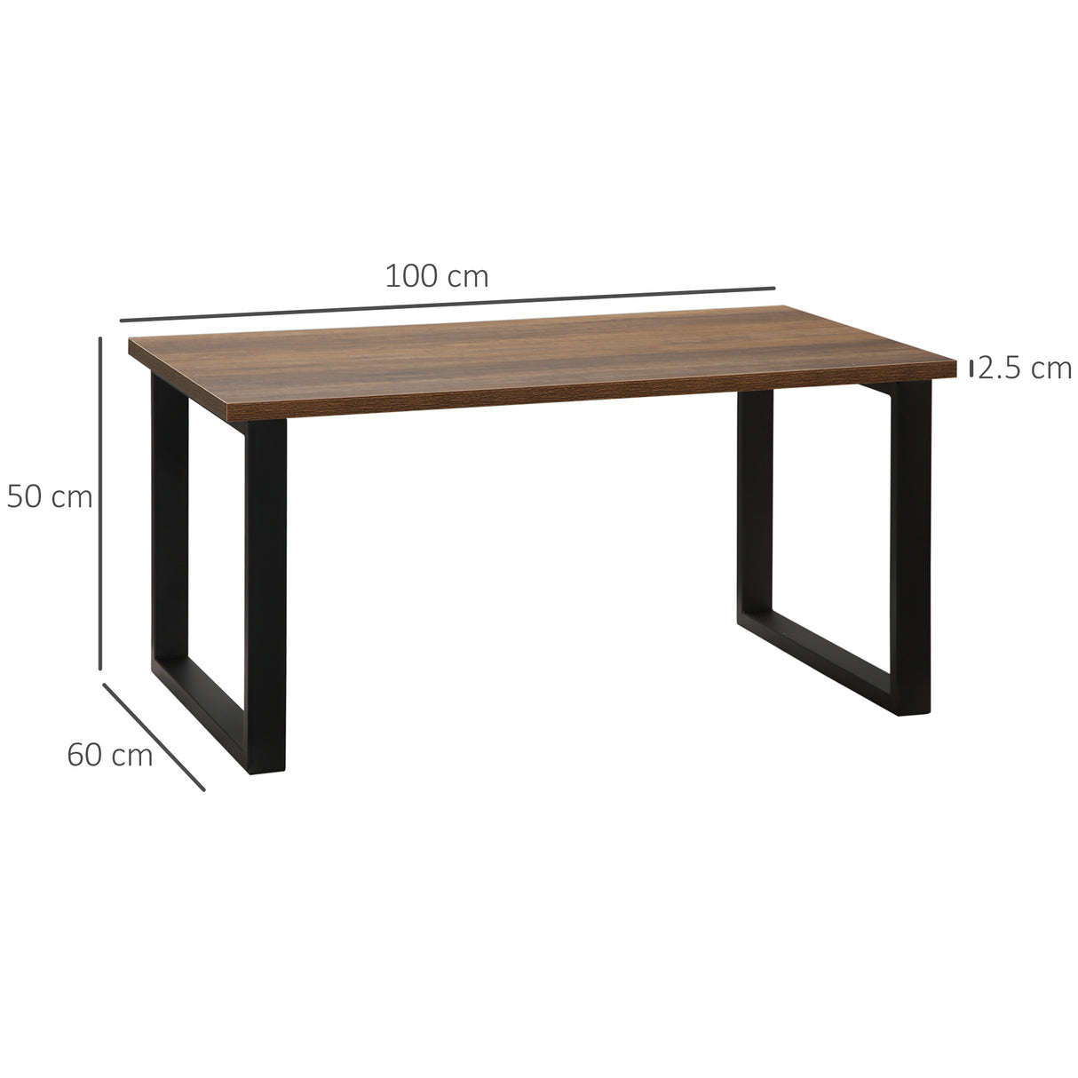 easycomfort easycomfort tavolino da caffe stile industriale in legno e acciaio 100x60x50cm
