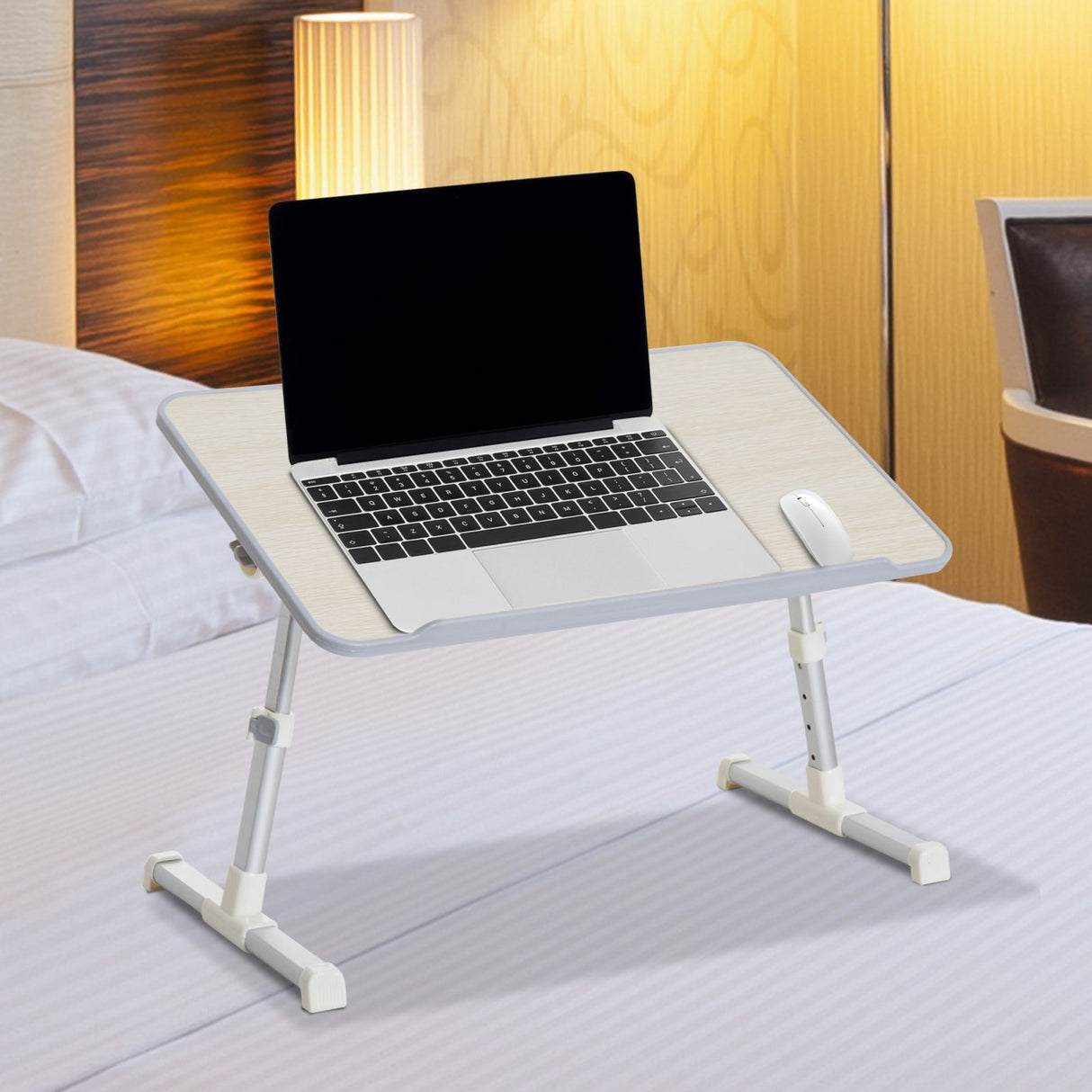 easycomfort easycomfort tavolino vassoio da letto regolabile in legno e acciaio 54x30x22 5 32cm ean 8054111840286