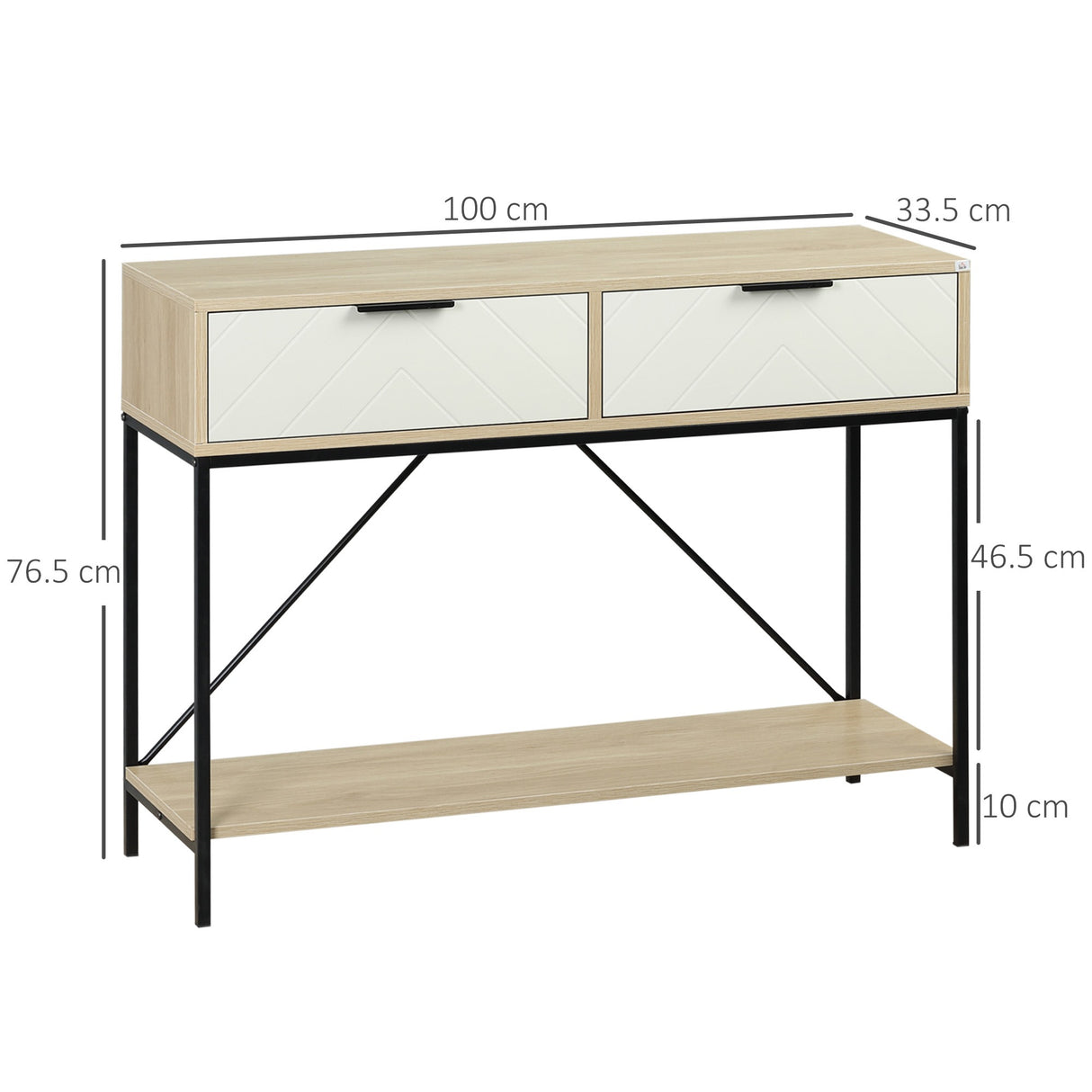 easycomfort easycomfort tavolo consolle da ingresso con 2 cassetti e ripiano inferiore in mdf truciolato e acciaio 100x33 5x76 5 cm