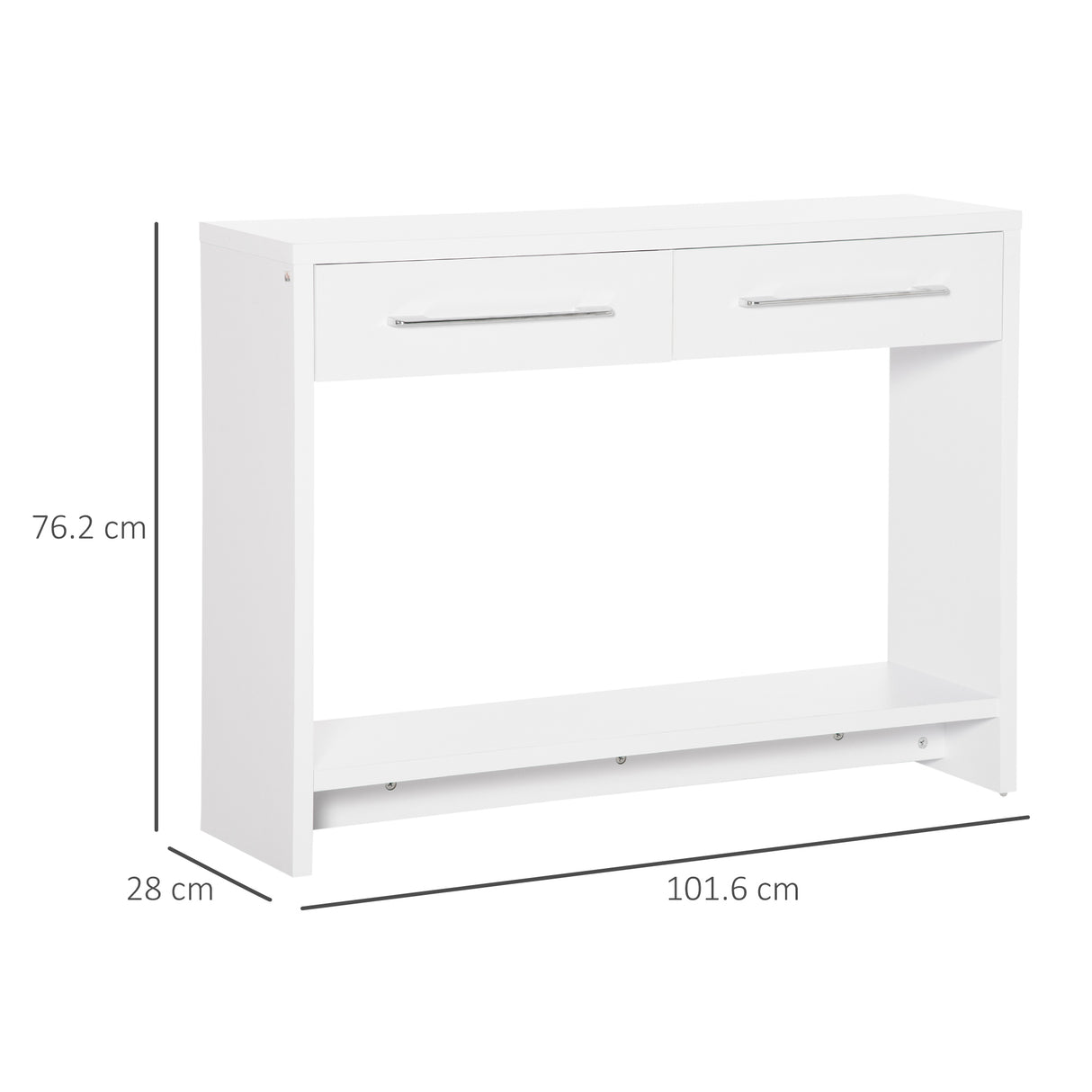 easycomfort easycomfort tavolo consolle da ingresso in truciolato con ripiano inferiore e 2 cassetti 101 6x28x76 2 cm bianco