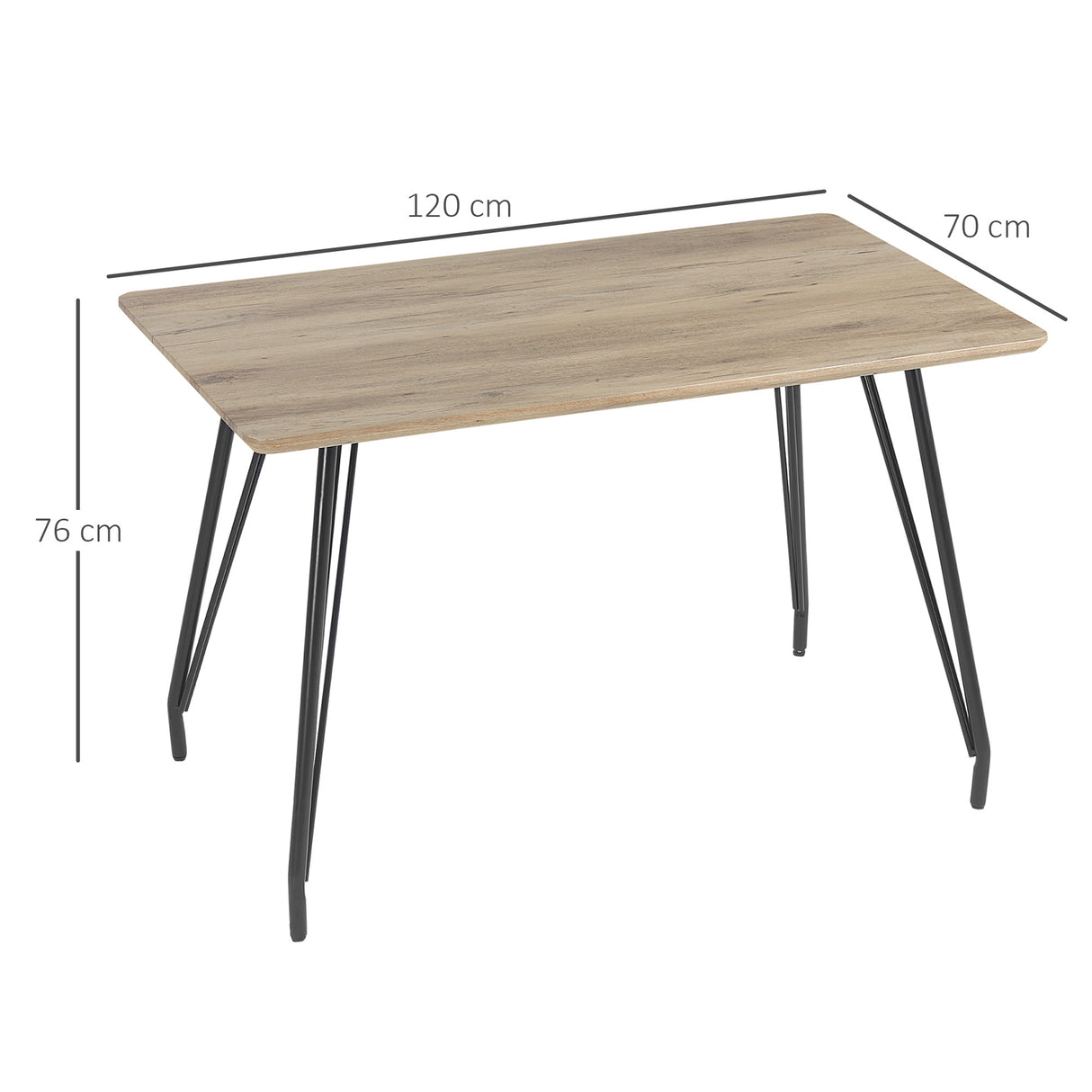 easycomfort easycomfort tavolo da pranzo 4 persone con piano effetto legno e gambe in acciaio 120x70x76cm