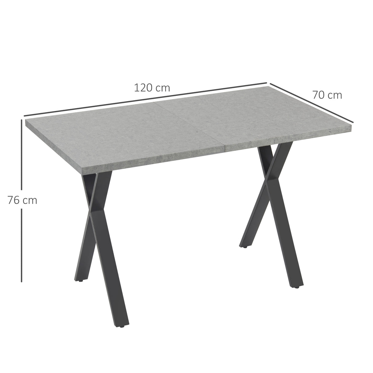 easycomfort easycomfort tavolo da pranzo 4 persone con piano effetto roccia e gambe in acciaio 120x70x76cm