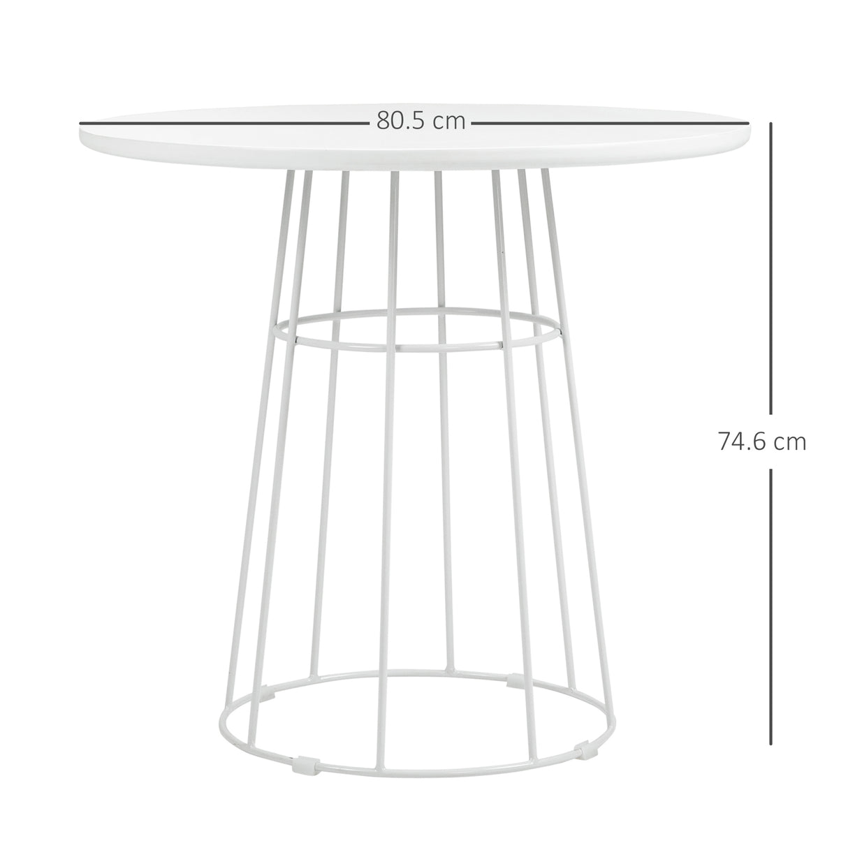 easycomfort easycomfort tavolo rotondo per 4 persone con struttura in acciaio e mdf 80 5x74 6cm bianco