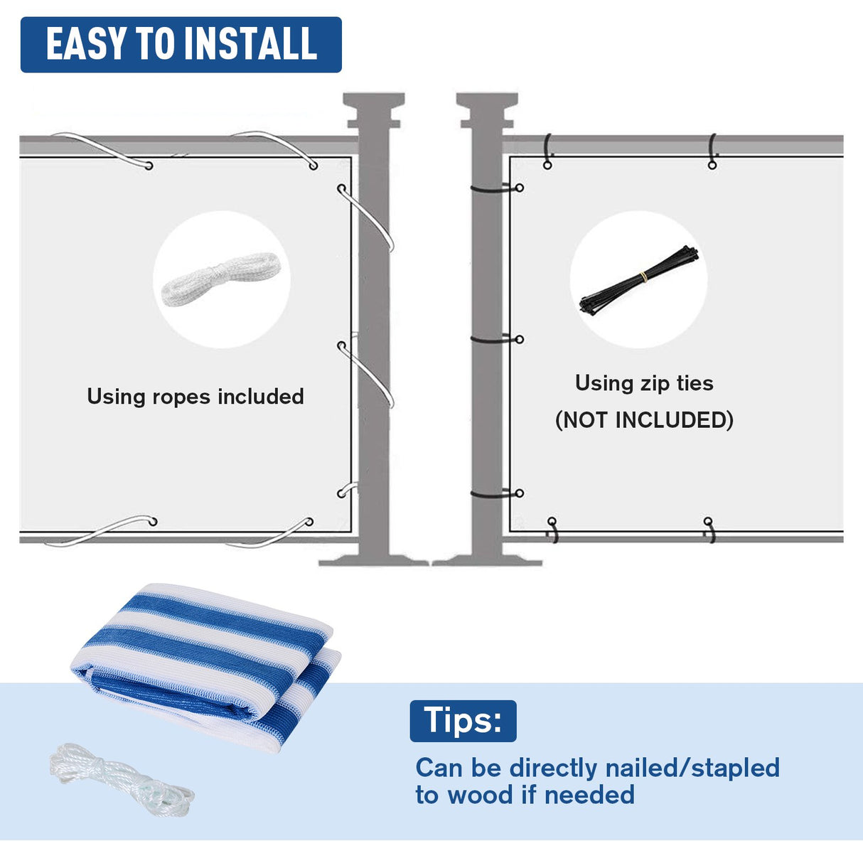 easycomfort easycomfort telo protettivo in hdpe per balcone e giardino a righe bianco e blu 5mx0 9m ean 8054111841535