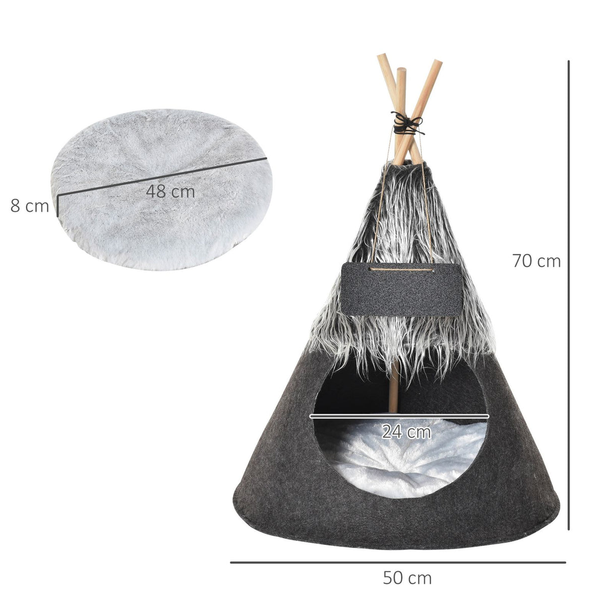 easycomfort easycomfort tenda cuccia per cani e cani piccoli da interno teepee grigio 50x70cm