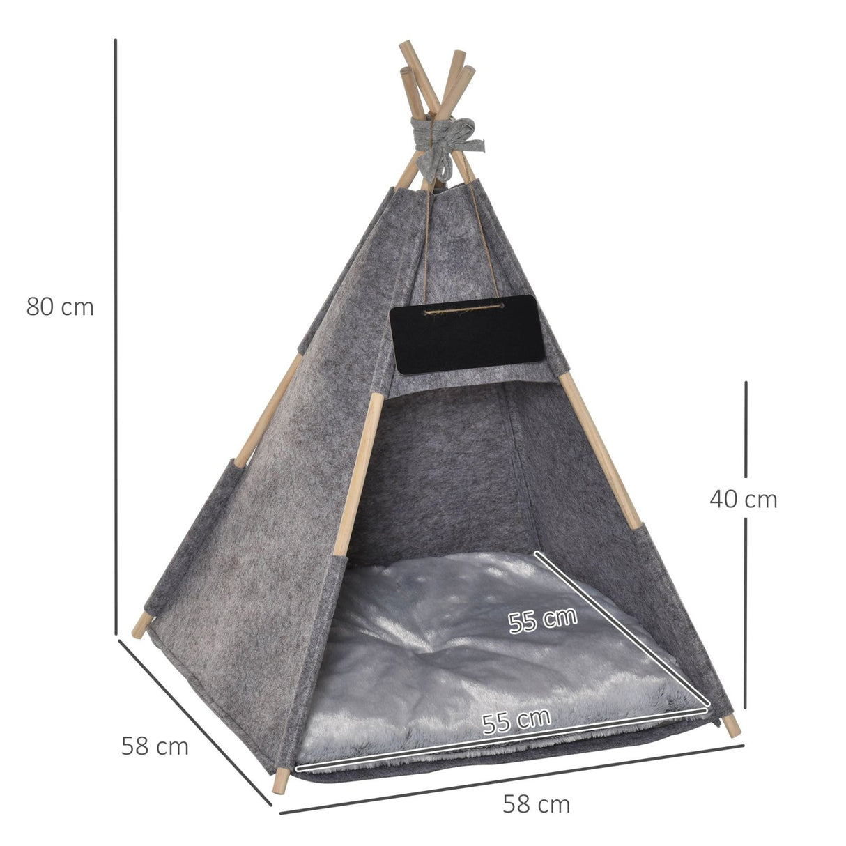 easycomfort easycomfort tenda cuccia per gatti o cani piccoli da interno teepee in feltro grigio 58x58x80cm