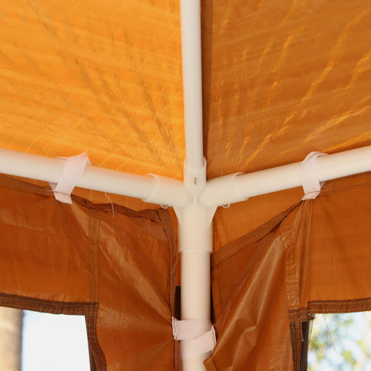 easycomfort easycomfort tenda gazebo da giardino pieghevole con zanzariera in metallo e pe 395x295cm marrone ean 8054144136578