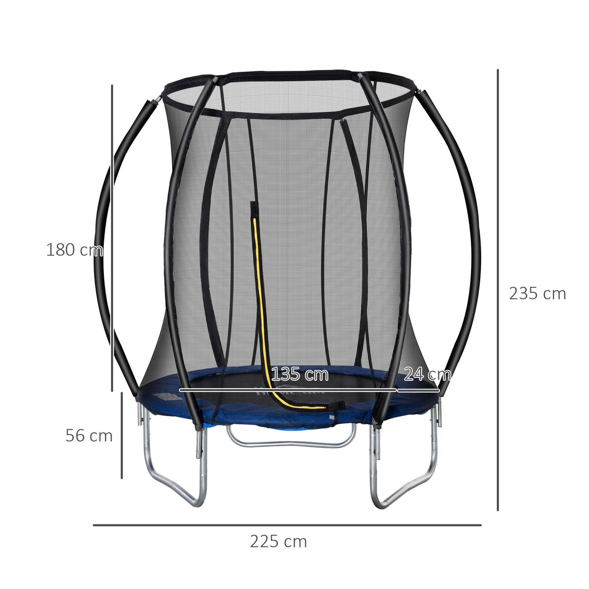 easycomfort easycomfort trampolino elastico fitness blu a 36 molle per adulti e bambini con rete di protezione e 3 gambe a u 225x235 cm