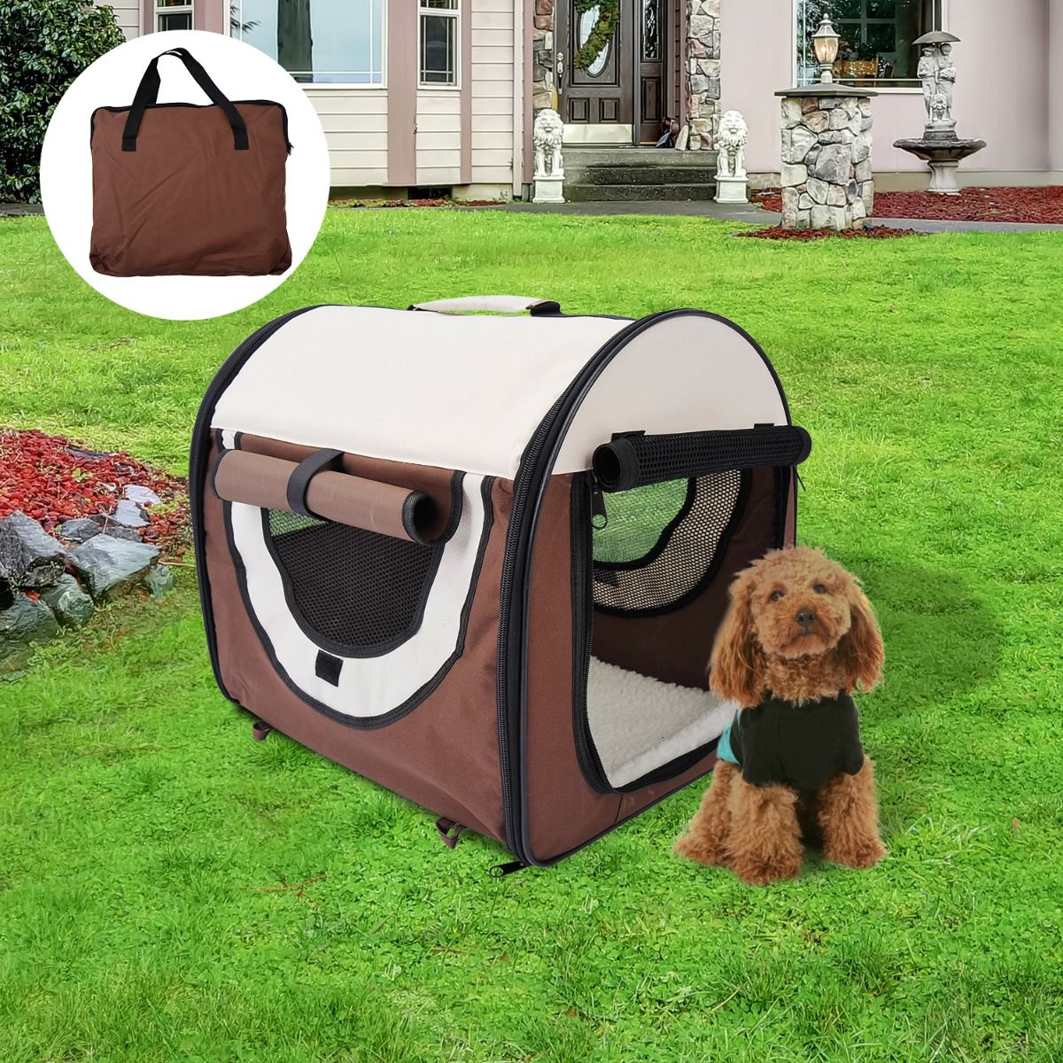 easycomfort easycomfort trasportino per cani e gatti pieghevole caffe 46x36x41cm ean 8054111841870