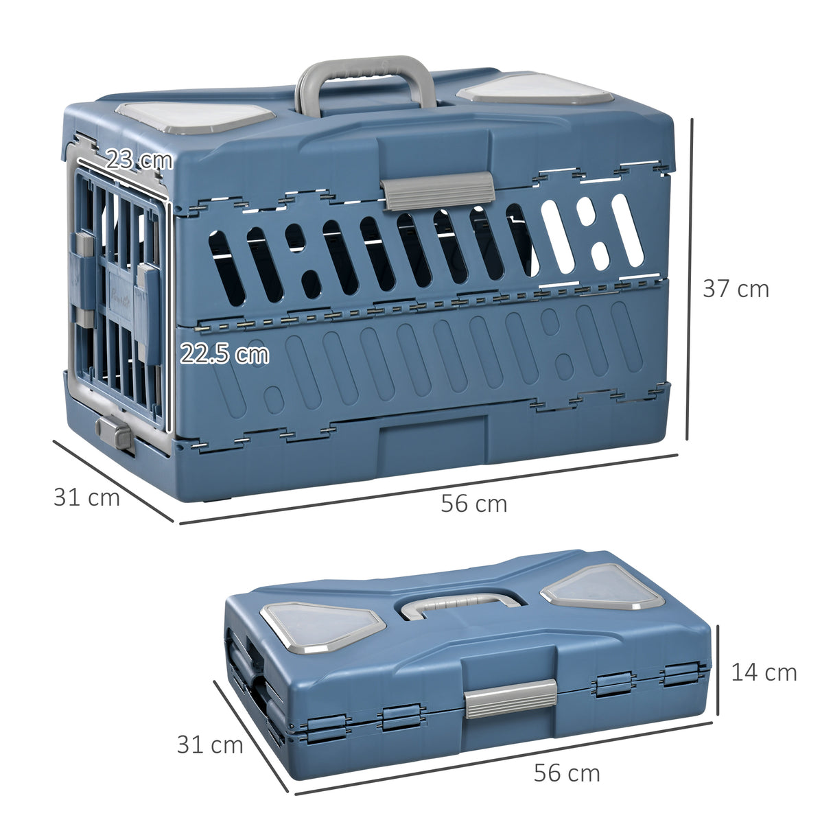 easycomfort easycomfort trasportino per cani e gatti pieghevole e convertibile in cuccia 56x31x37cm blu