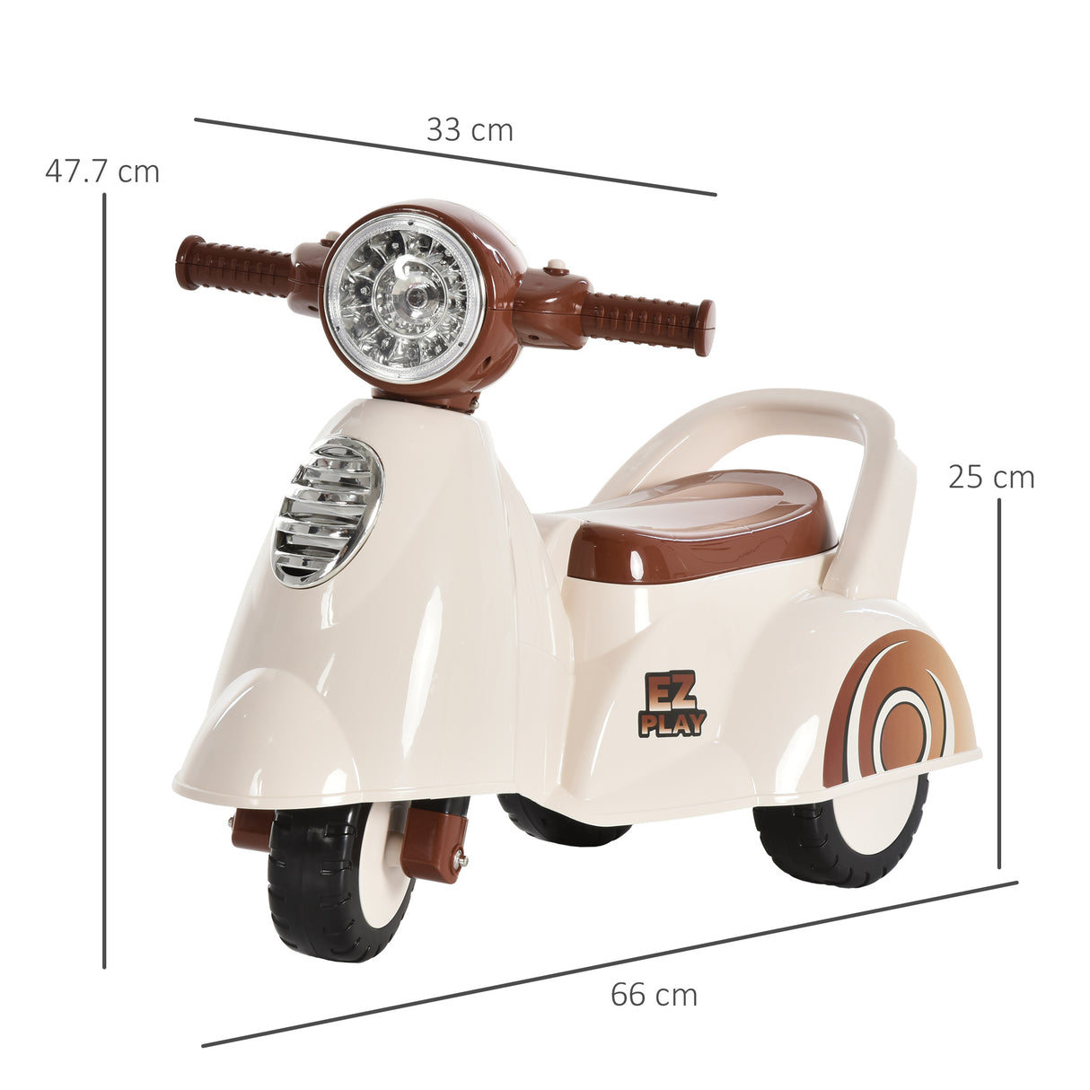 easycomfort easycomfort triciclo motorino giocattolo per bambini 18 36 mesi senza pedali con luci e suoni realistici beige e marrone