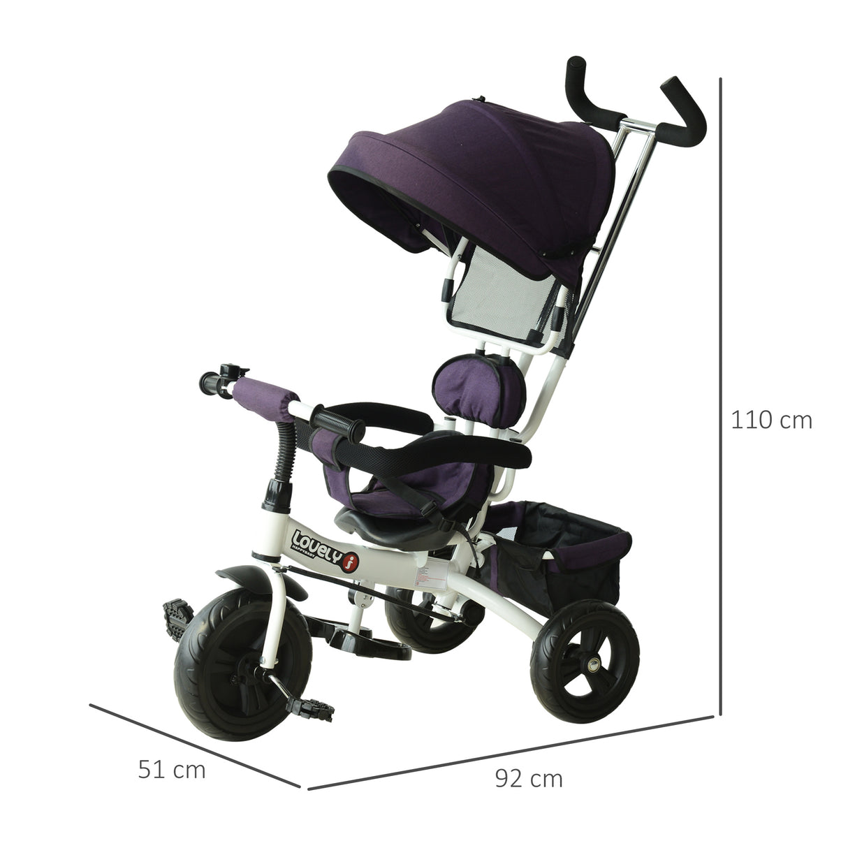 easycomfort easycomfort triciclo per bambini 18 mesi pieghevole con seduta imbottita maniglione e cestino 92x51x110cm