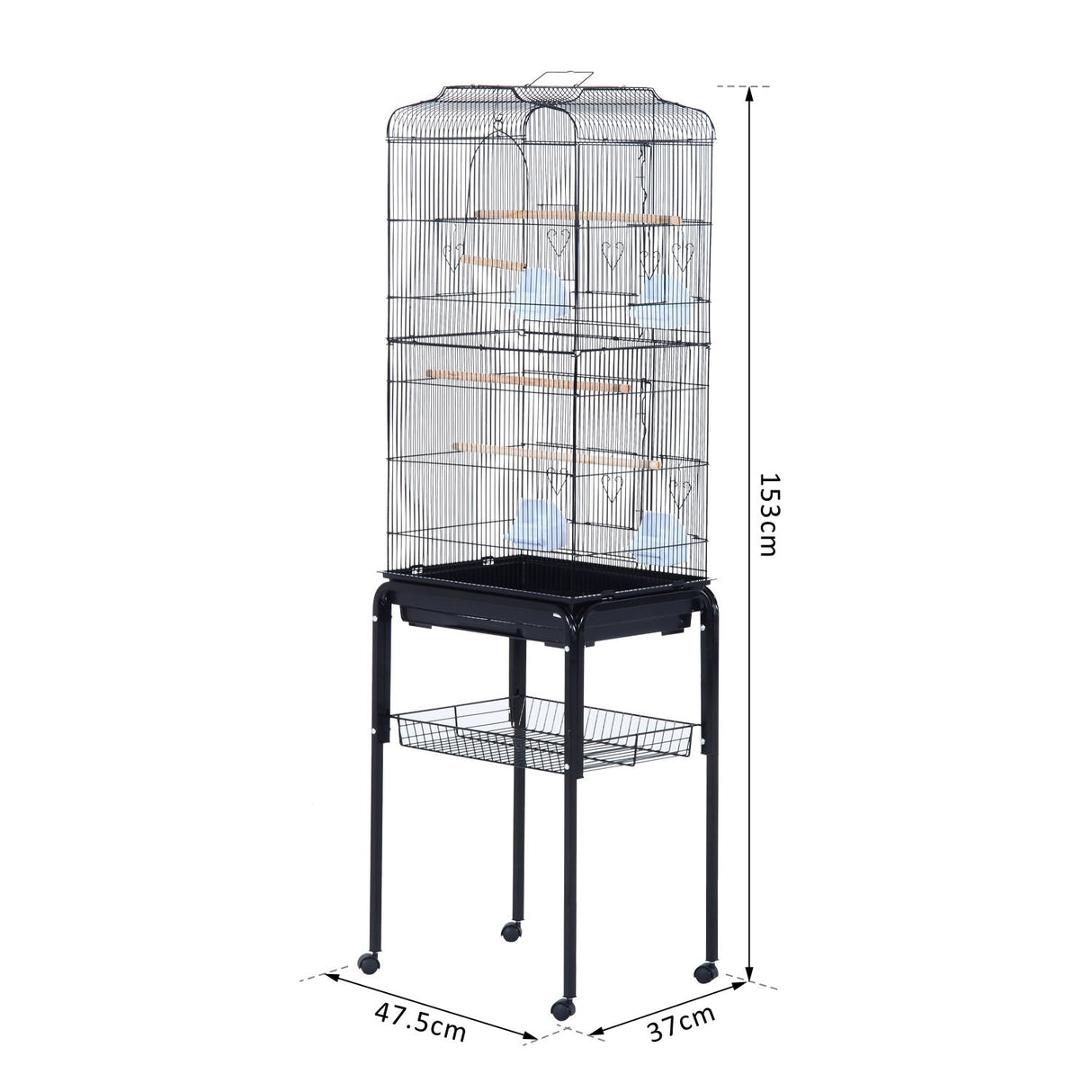 easycomfort easycomfort voliera gabbia per uccelli con ruote in metallo nero 47 5 37 153cm ean 8054144131900