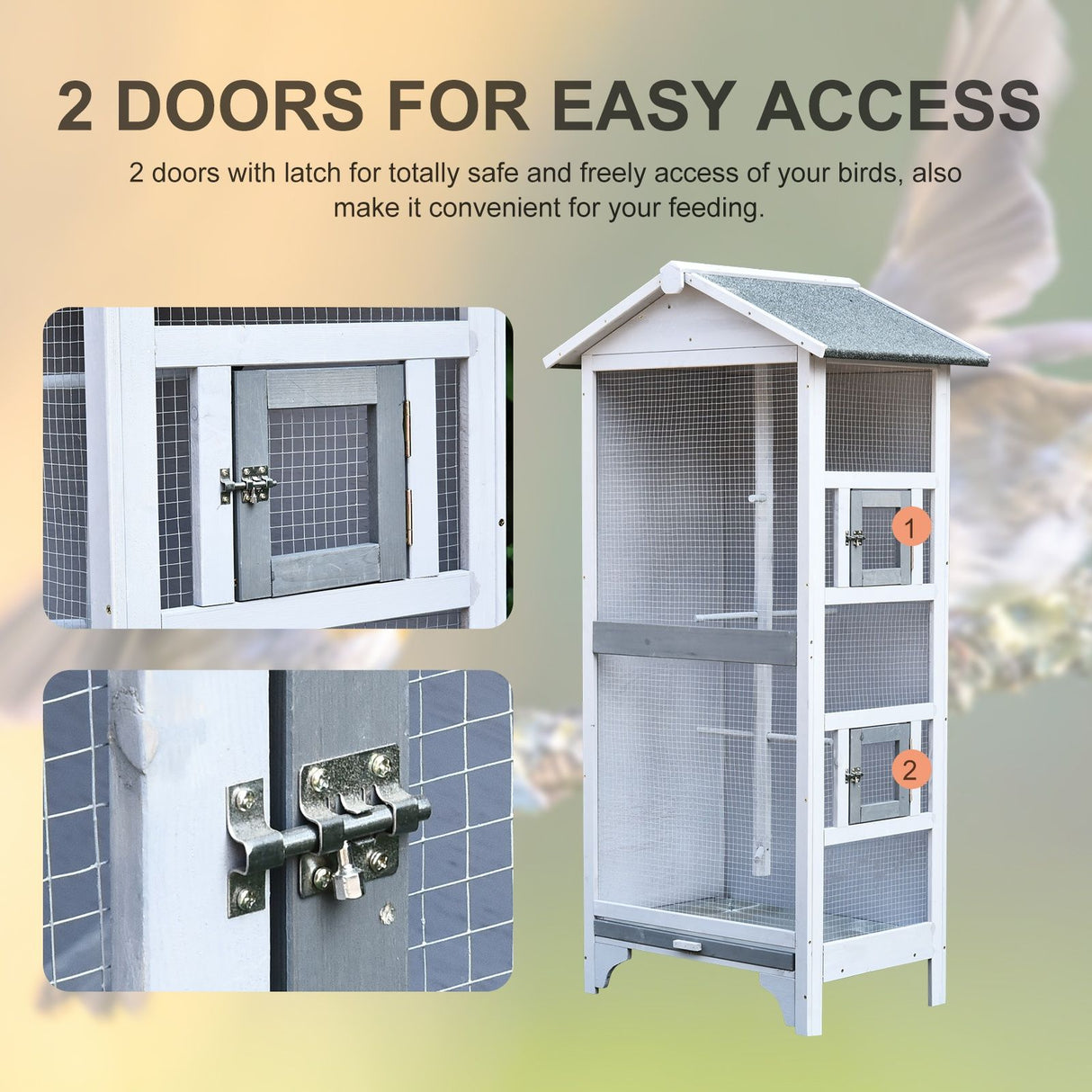 easycomfort easycomfort voliera per uccellini in legno 2 aperture 4 posatoi vassoio rimovibile ean 8054144137728