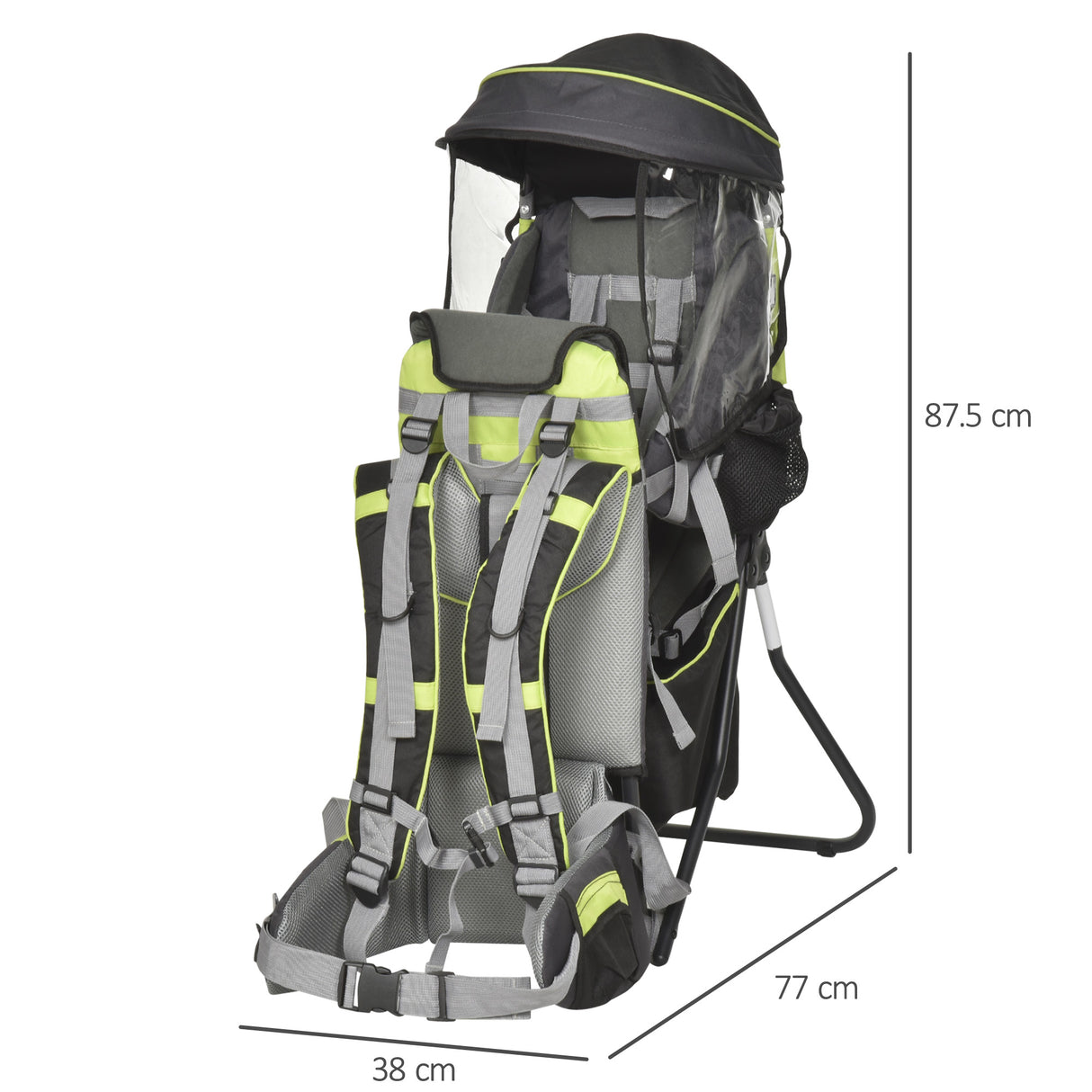easycomfort easycomfort zaino porta bimbo per trekking pieghevole impermeabile e con tettuccio rimovibile 38x77x87 5cm verde