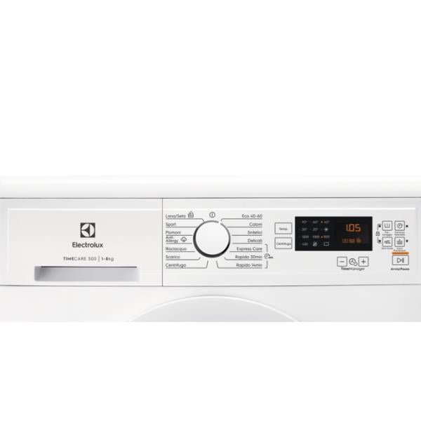 electrolux lavatrice a carico frontale electrolux timecare 500 ew2f5w82 8 kg classe a a847xl597xp54 1200 giri display lcd con touch control autosense vapore motore inverter ean 7332543848560