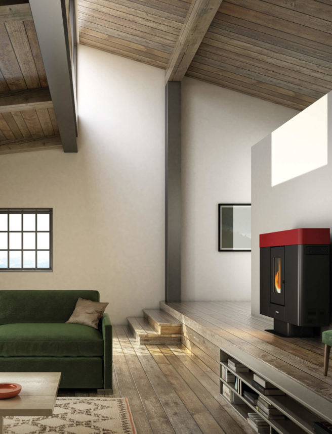freepoint stufa a pellet freepoint modello moon 10 kw colore bordeaux