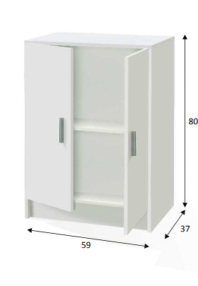 no brand mobile 2 ante basso multiuso cm 59x37x80h bianco