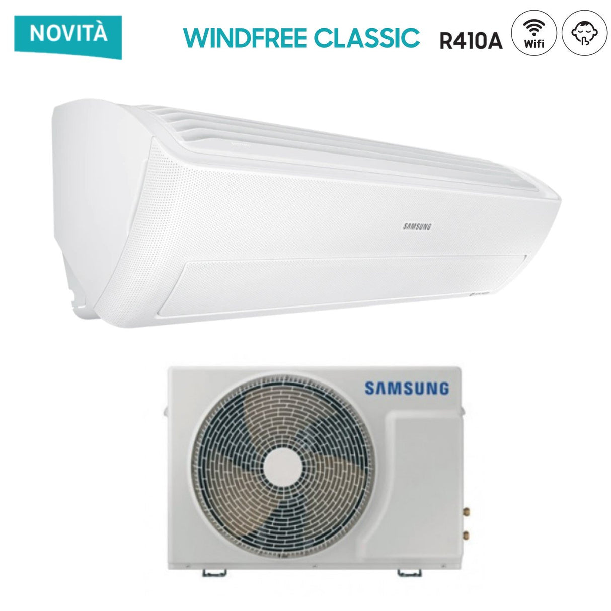 samsung climatizzatore condizionatore samsung inverter serie windfree classic 24000 btu ar24nspxbwkneu r 410 wi fi integrato ean 8059657006158