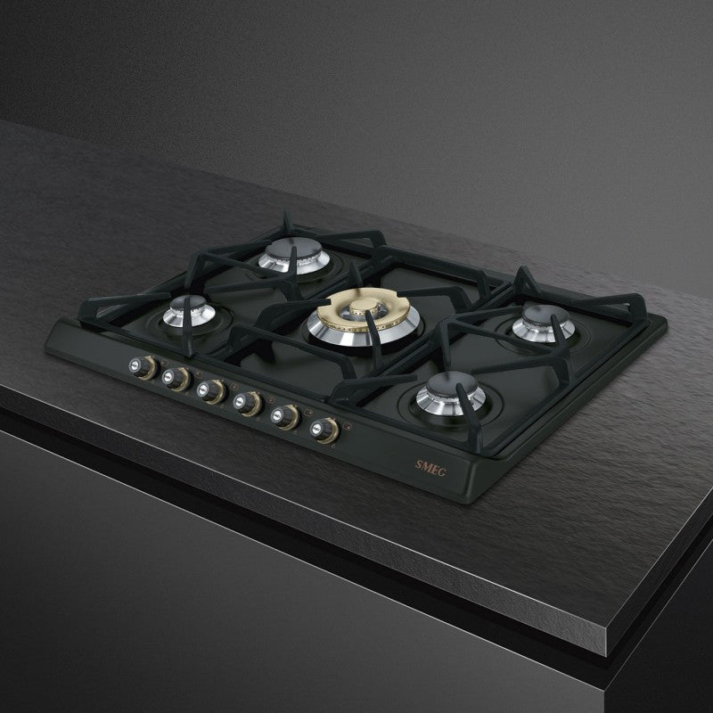 smeg piano cottura a gas smeg sr775ao 5 fuochi l685xp50 smaltato antracite ean 8017709140854