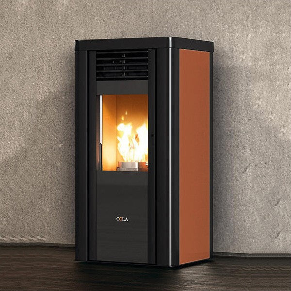 anselmo cola stufa a pellet ventilata anselmo cola pupilla 1101 kw in acciaio maiolica wi fi integrato con palmare incluso disponibile in vari colori