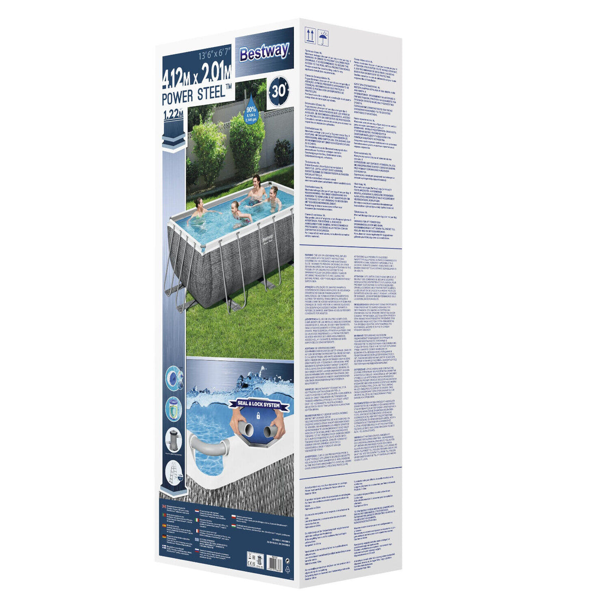 bestway piscina fuori terra bestway 56722 frame pool power steel 412x201x122h scaletta rampa esternapompa filtrante 8 124 litri