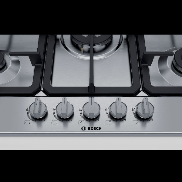 bosch piano cottura a gas bosch serie 4 pgq7b5b90 5 fuochi l75xp52 stainless steel ean 4242005096930