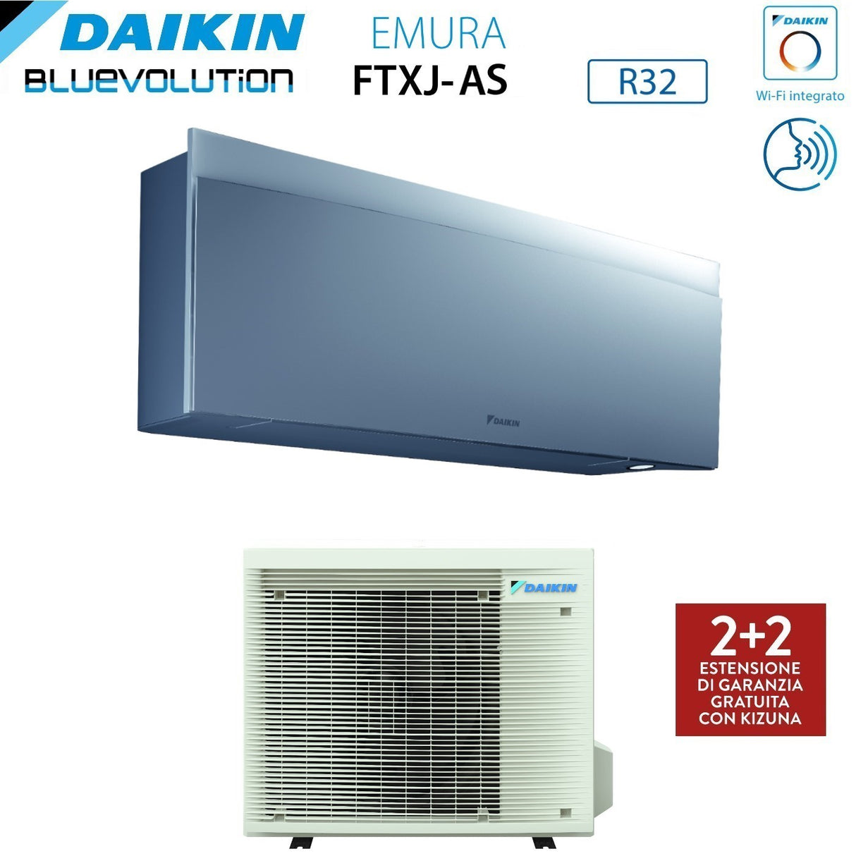daikin climatizzatore condizionatore daikin bluevolution inverter serie emura silver iii 18000 btu ftxj50as r 32 wi fi integrato classe a garanzia italiana novita