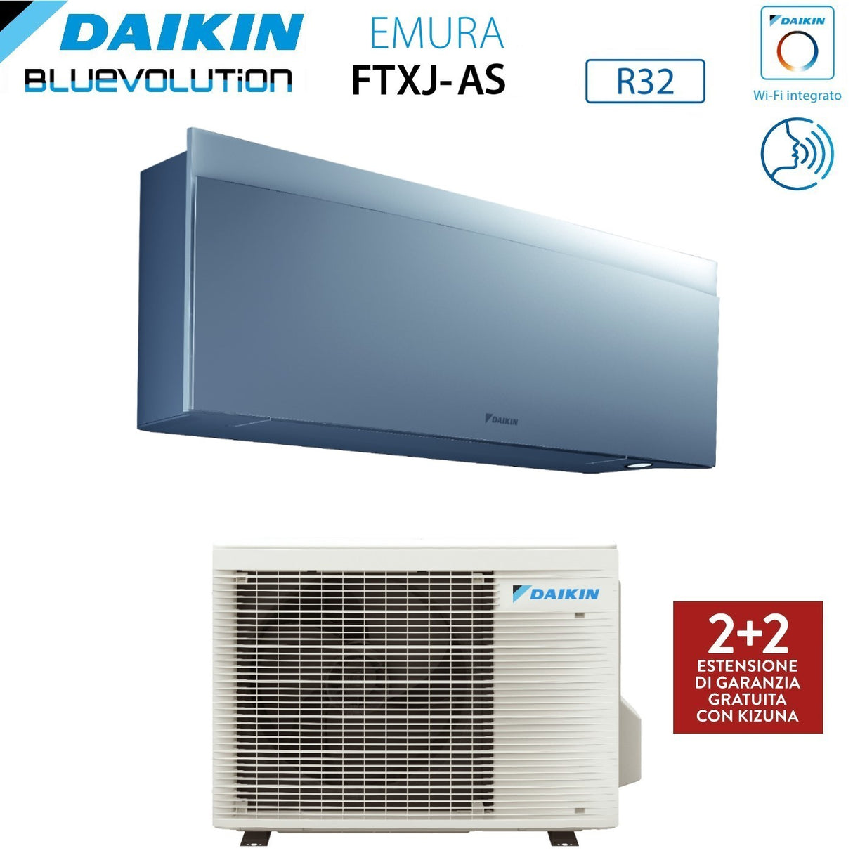 daikin climatizzatore condizionatore daikin bluevolution inverter serie emura silver iii 7000 btu ftxj20as r 32 wi fi integrato classe a garanzia italiana novita
