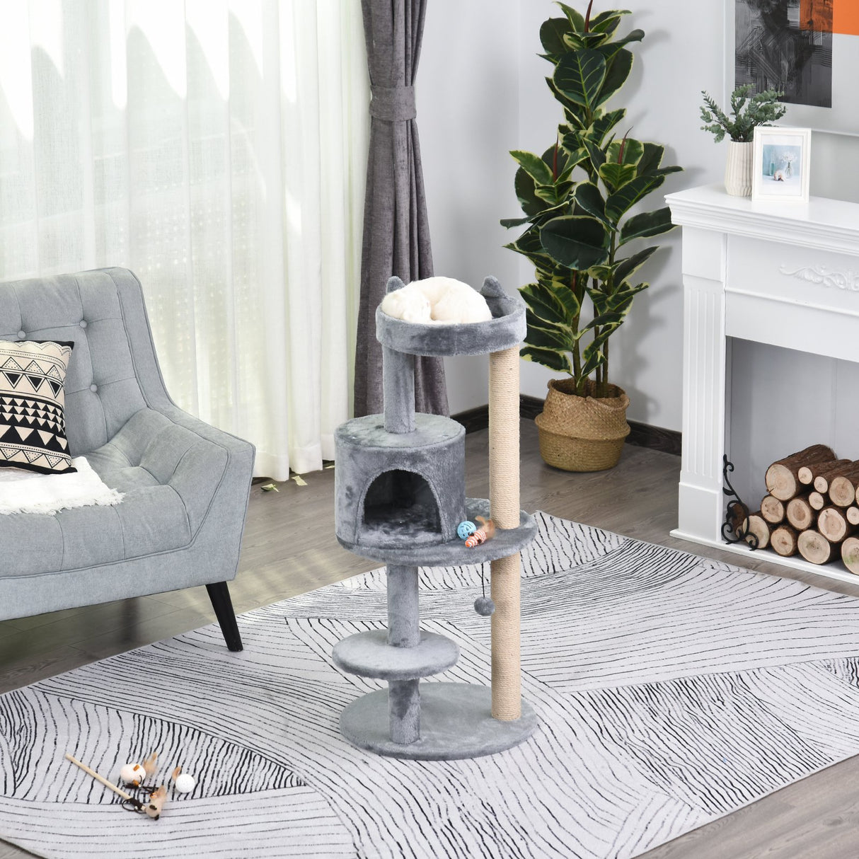 easycomfort easycomfort albero tiragraffi per 1 2 gatti di 4 5kg con 3 livelli grigio 48x48x104cm ean 8054144131429