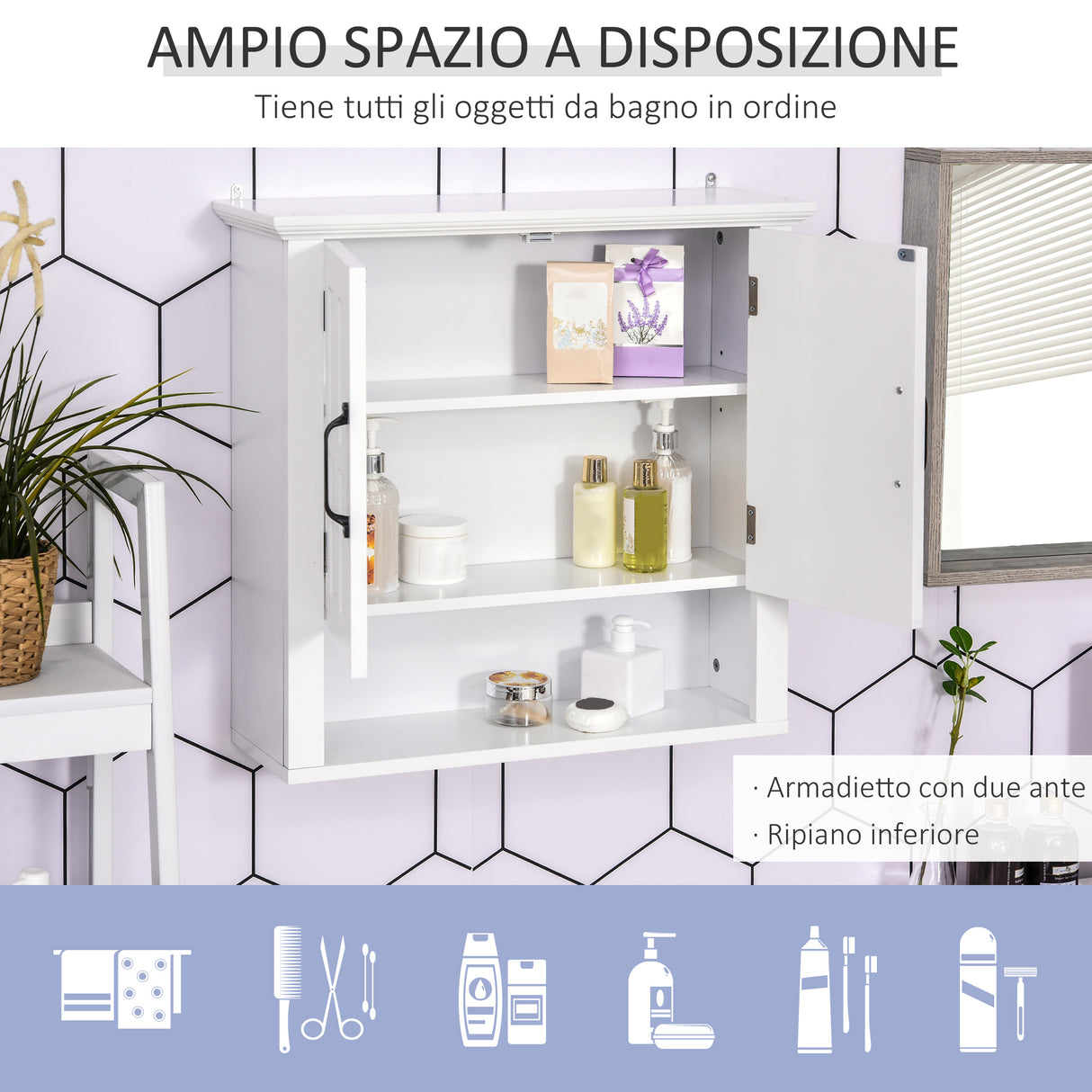 easycomfort easycomfort armadietto 2 ripiani montabile a parete da parete cucina bagno legno 60x198x58cm bianco ean 8054111844352