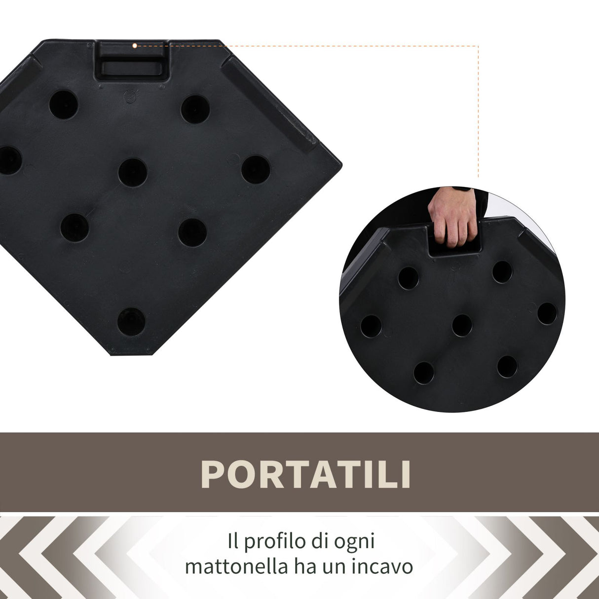 easycomfort easycomfort basamento per ombrellone da giardino con base a croce set 4 mattonelle hdpe impermeabile da riempire 96x96x9cm ean 8054144138305