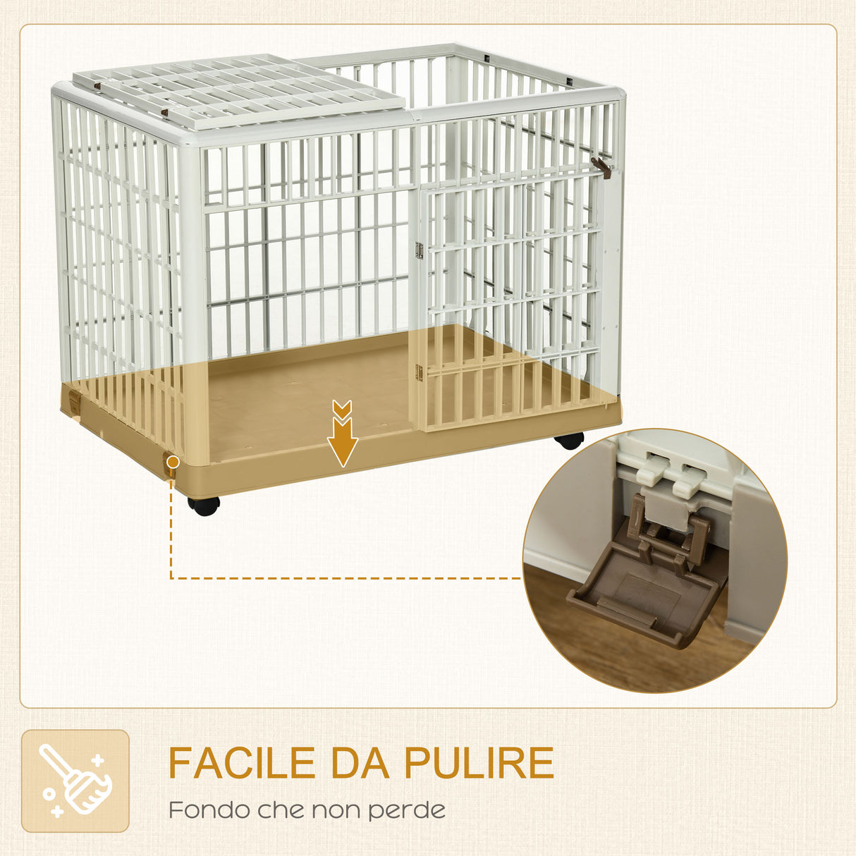 easycomfort easycomfort box per cani con fondo removibile e 5 ruote per cani fino a 18kg 81x55 5x62 5cm beige