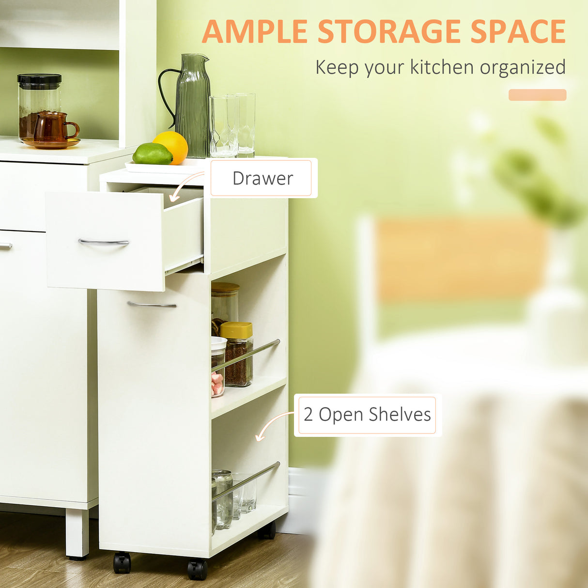 easycomfort easycomfort carrello da cucina in truciolato e acciaio inox con 2 ripiani aperti cassetto estraibile e parapetti 25x50x85 cm