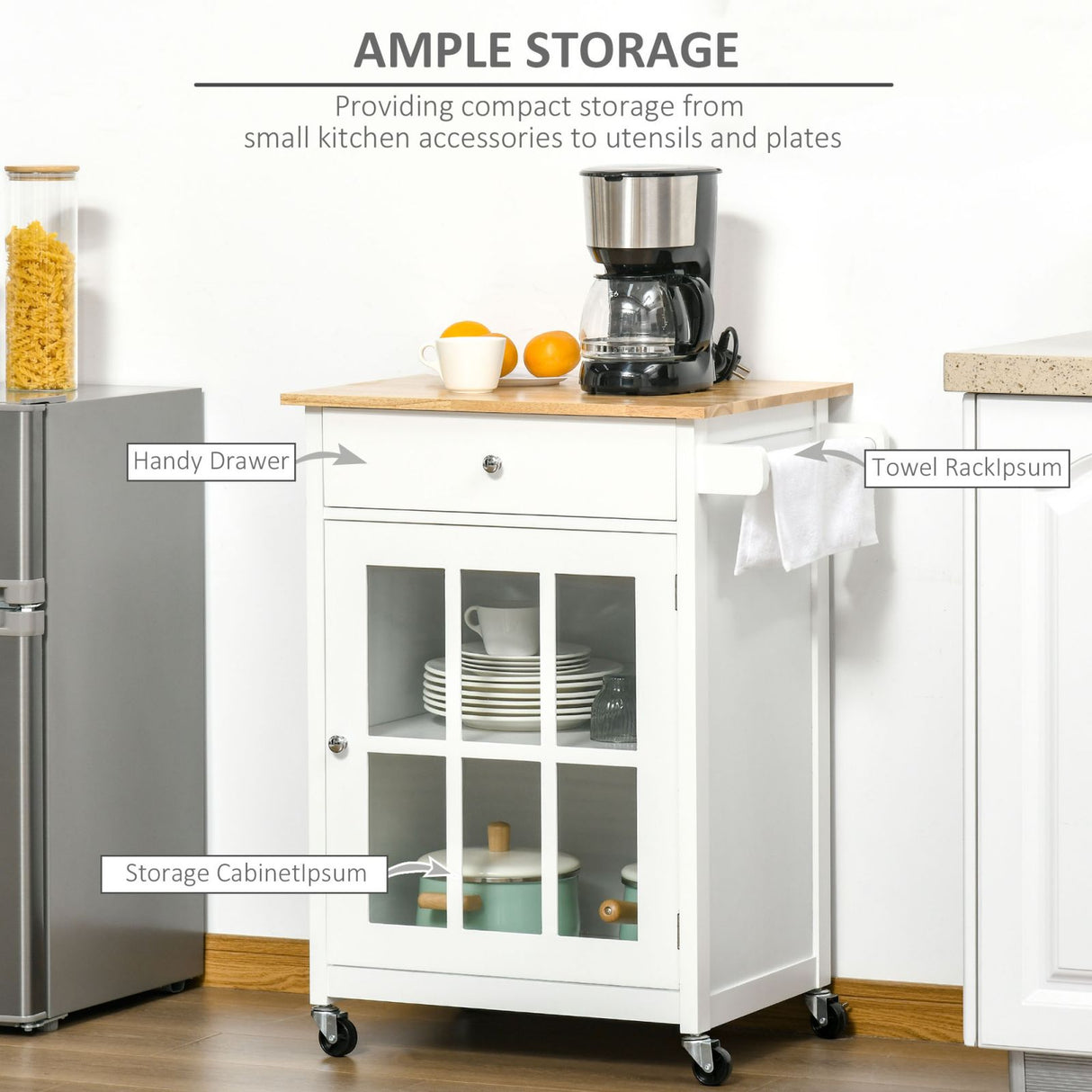 easycomfort easycomfort carrello da cucina multiuso con cassetto armadietto e 4 ruote in legno bianco 67x48x86 5cm bianco