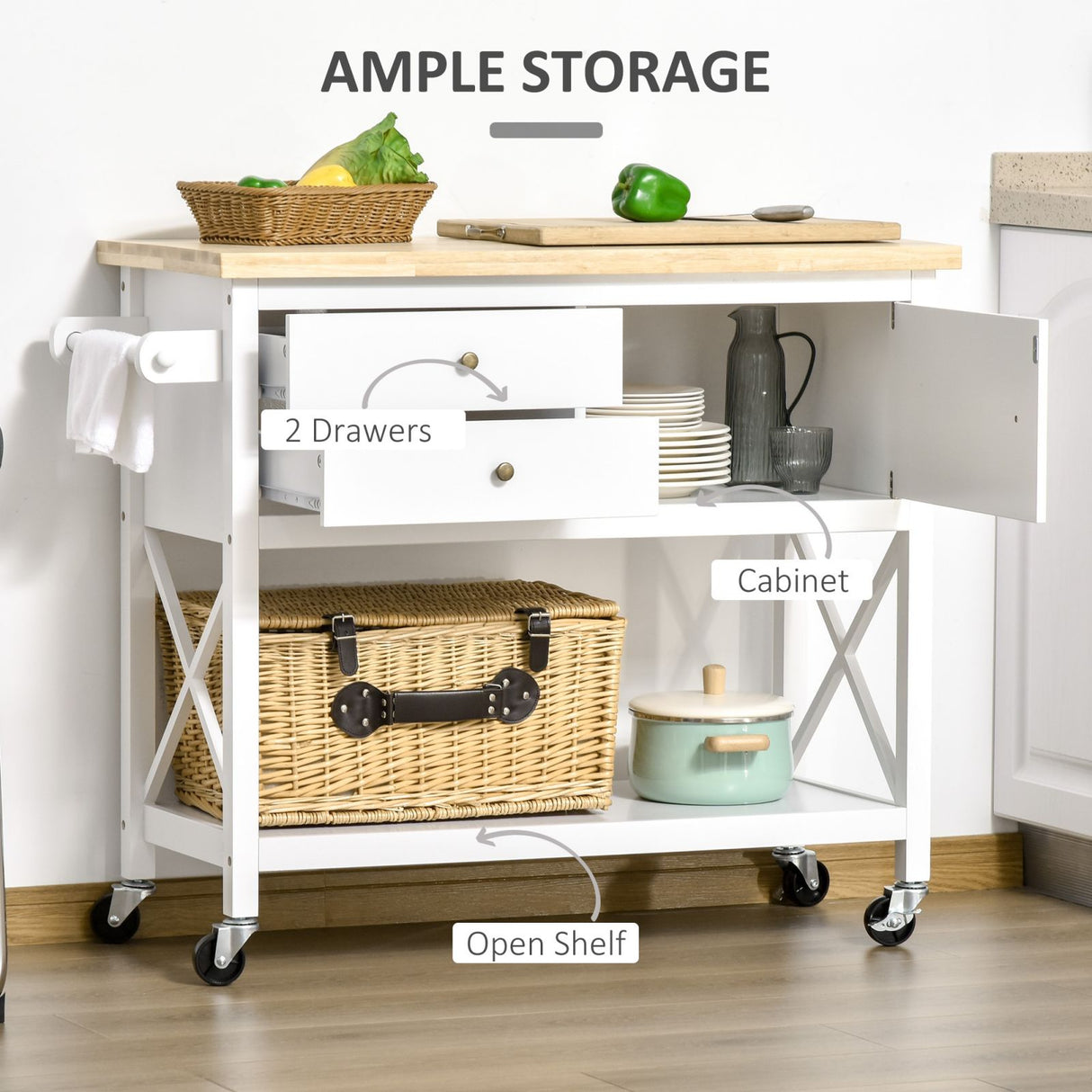 easycomfort easycomfort carrello multiuso da cucina portavivande salvaspazio in legno bianco