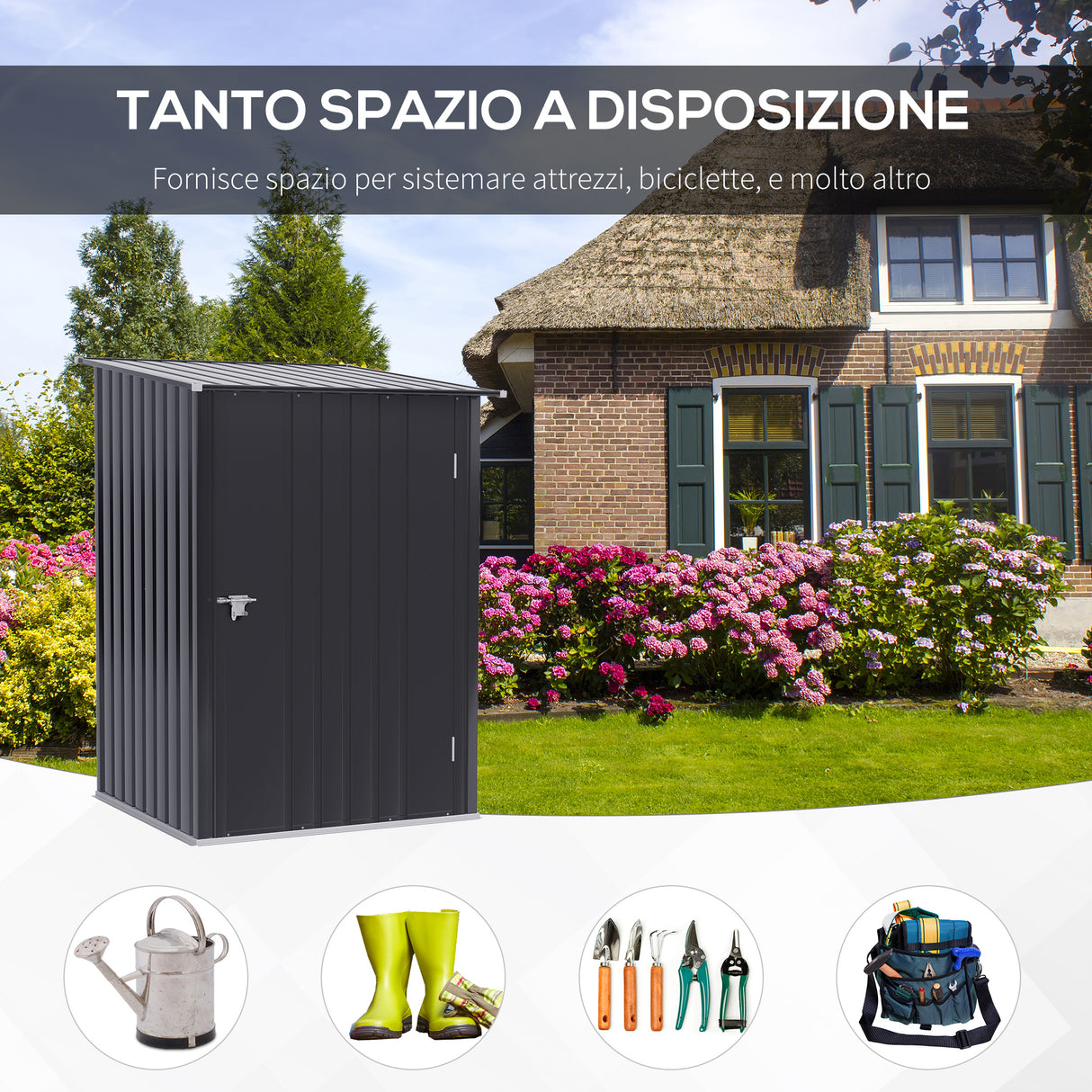 easycomfort easycomfort casetta da giardino porta attrezzi in lamiera di acciaio con serratura 100x103x160cm grigio