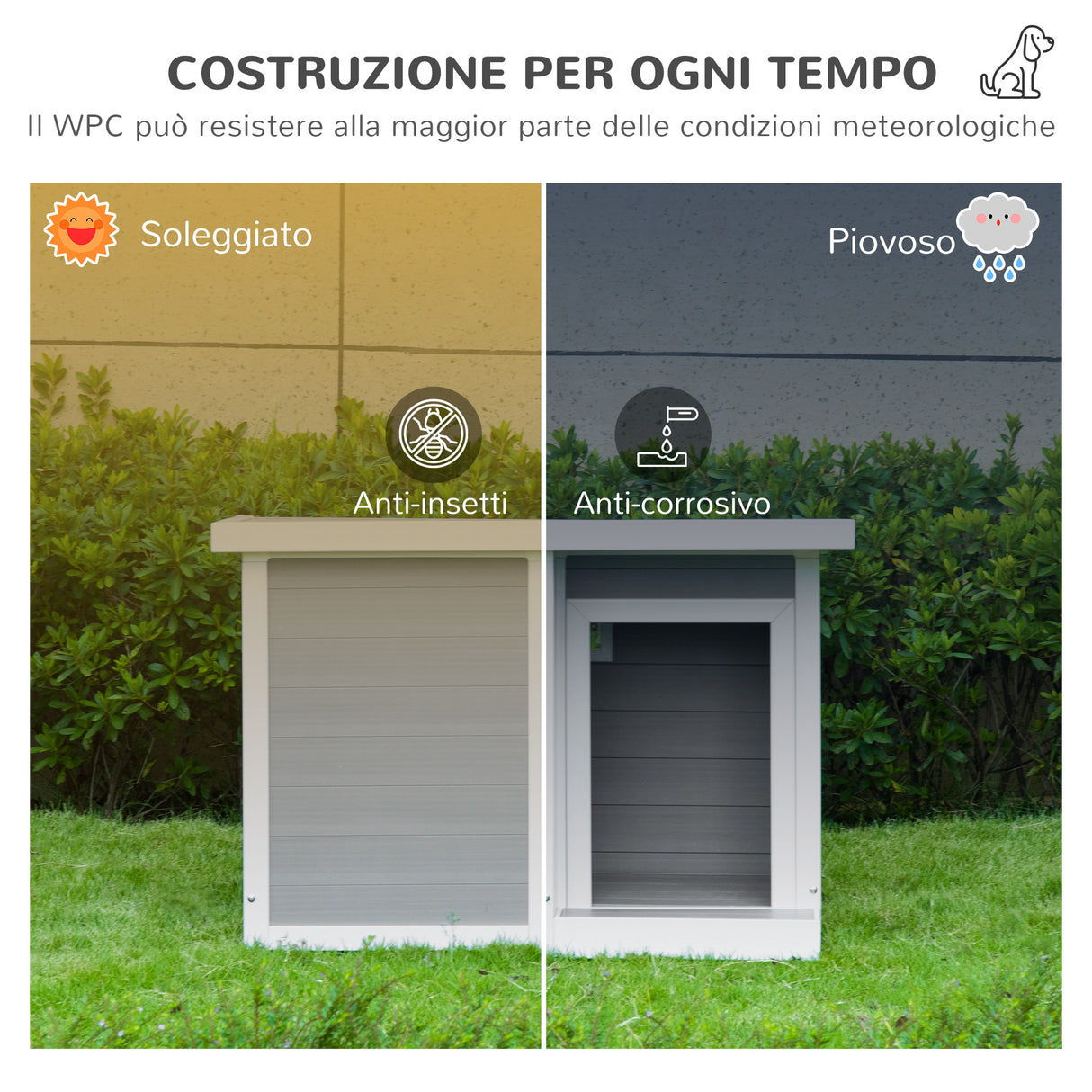 easycomfort easycomfort casetta per cani da esterno con tetto apribile e finestra 102x70x73cm grigio
