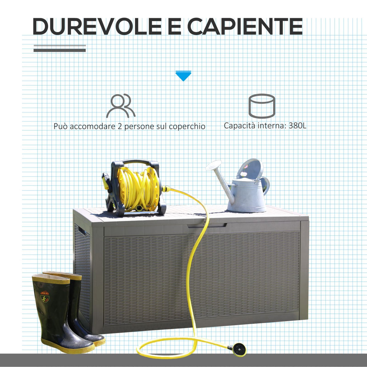 easycomfort easycomfort cassapanca da giardino effetto rattan 380l con seduta per 2 persone ean 8054144136318