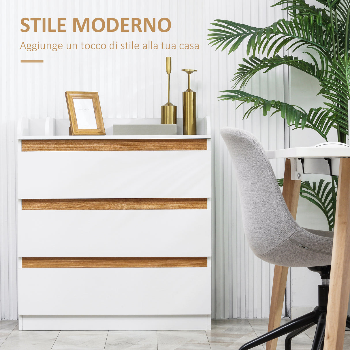 easycomfort easycomfort cassettiera 3 cassetti in legno mdf e truciolato per camera da letto e soggiorno 80x40x86 cm bianco