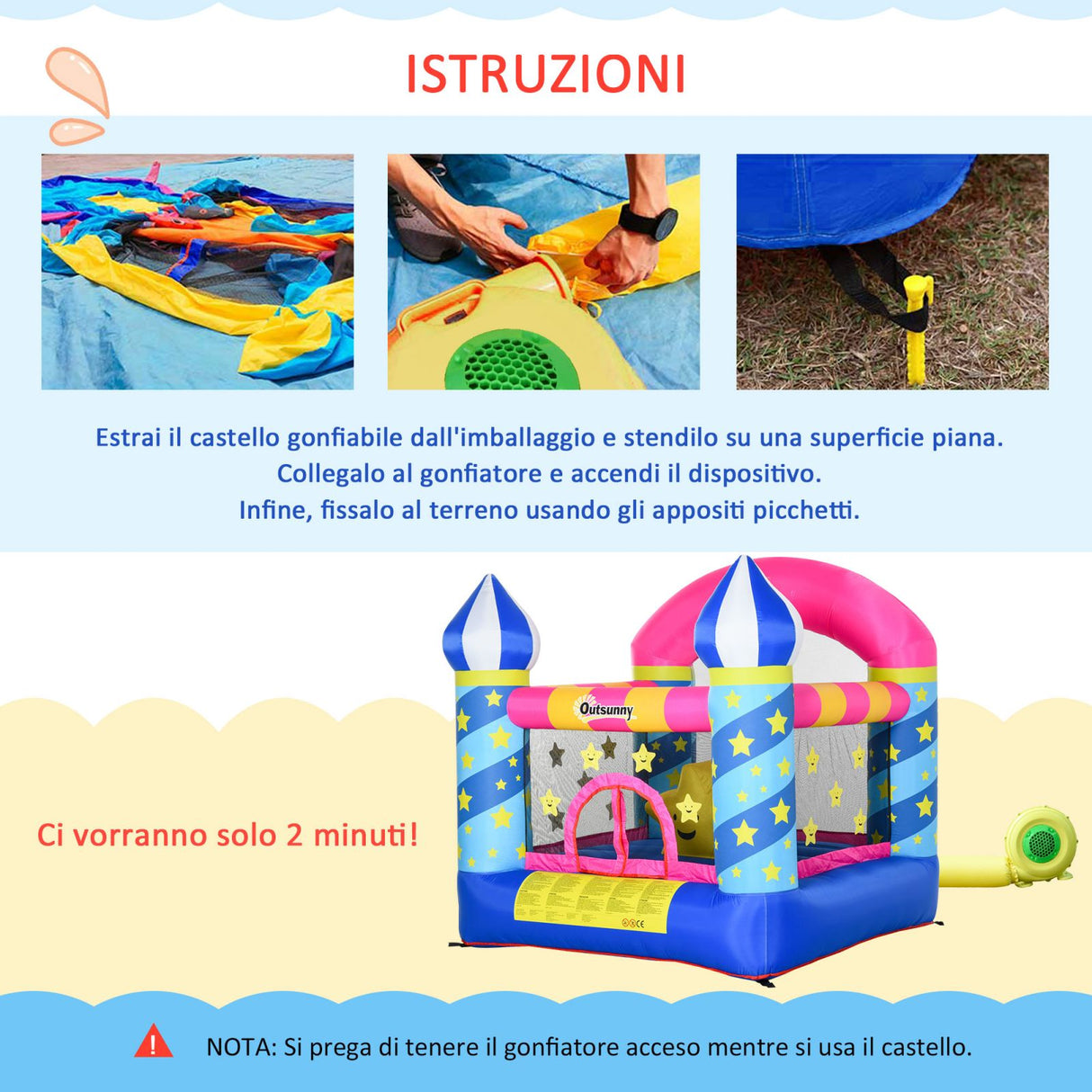 easycomfort easycomfort castello gioco gonfiabile gigante per bambini con gonfiatore ean 8055776914787