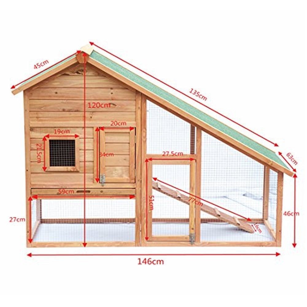 easycomfort easycomfort conigliera da esterno gabbia casetta per conigli in legno 146 x 63 x 120cm ean 8054144135489