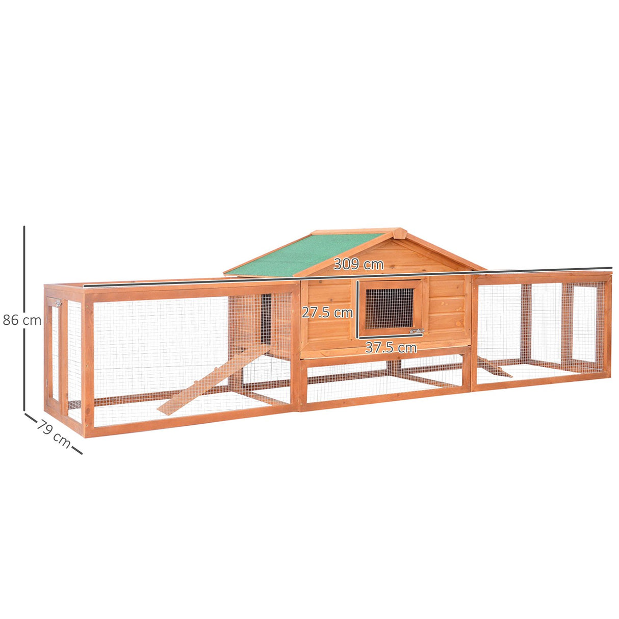 easycomfort easycomfort conigliera da esterno in legno con casetta e 2 recinti 309x79x86cm ean 8055776913032