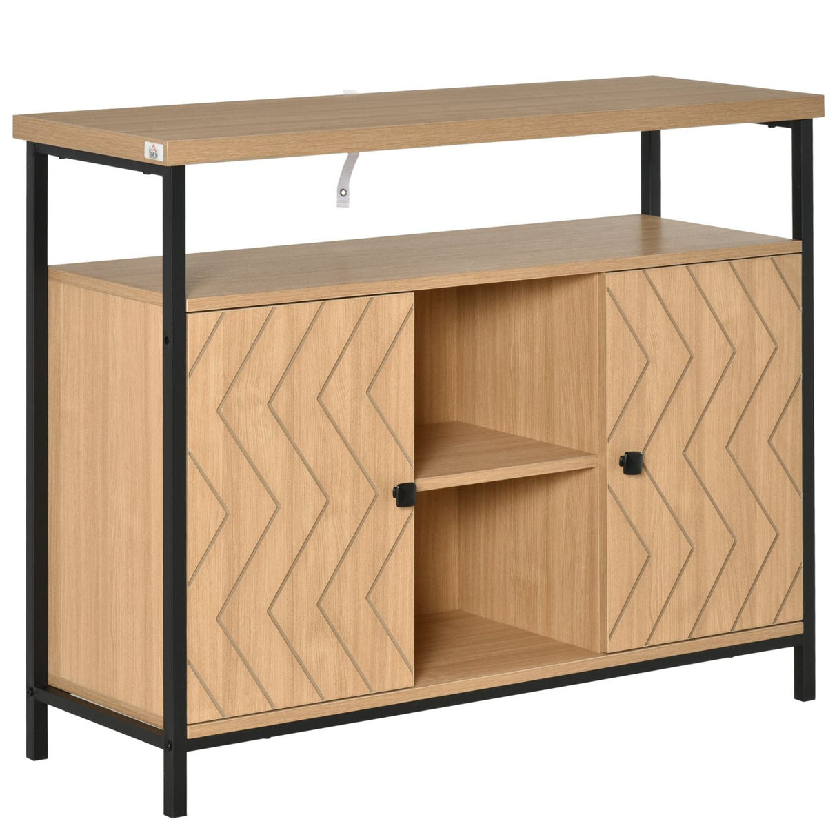 easycomfort easycomfort credenza con ante e vani aperti mobile consolle in mdf e metallo 100x35x80cm rovere