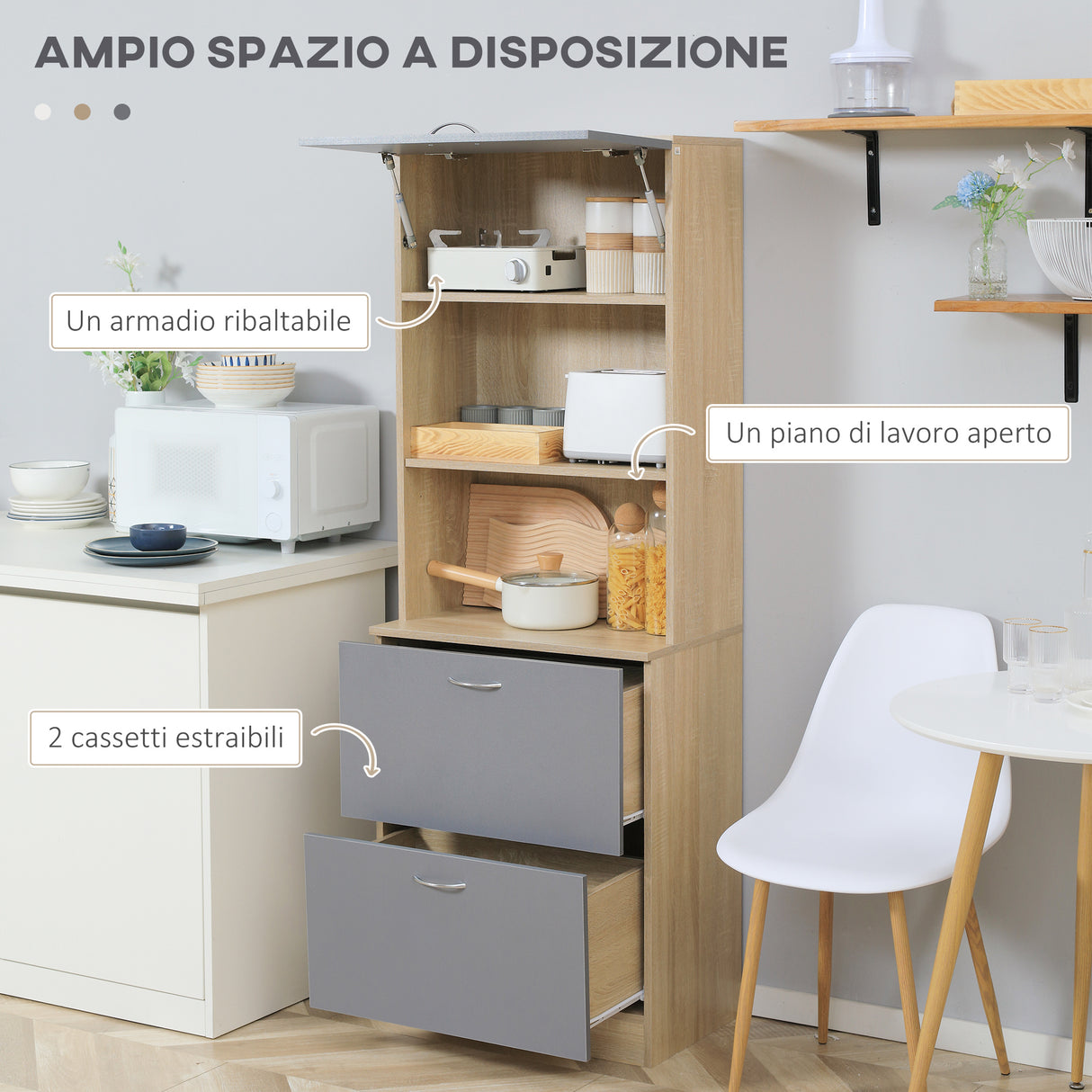 easycomfort easycomfort credenza moderna per cucina con 2 cassetti e armadietto madia in legno 60x38x168cm grigio