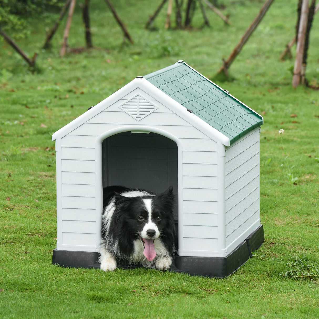 easycomfort easycomfort cuccia in plastica per cani medi da esterno e interno cancello rimovibile 78x87x81cm bianco