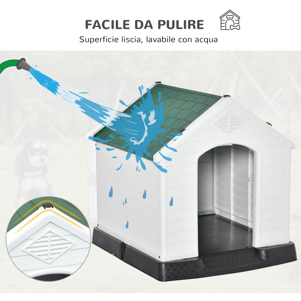 easycomfort easycomfort cuccia in plastica per cani piccoli da esterno e interno cancello rimovibile 66x73x69cm bianco