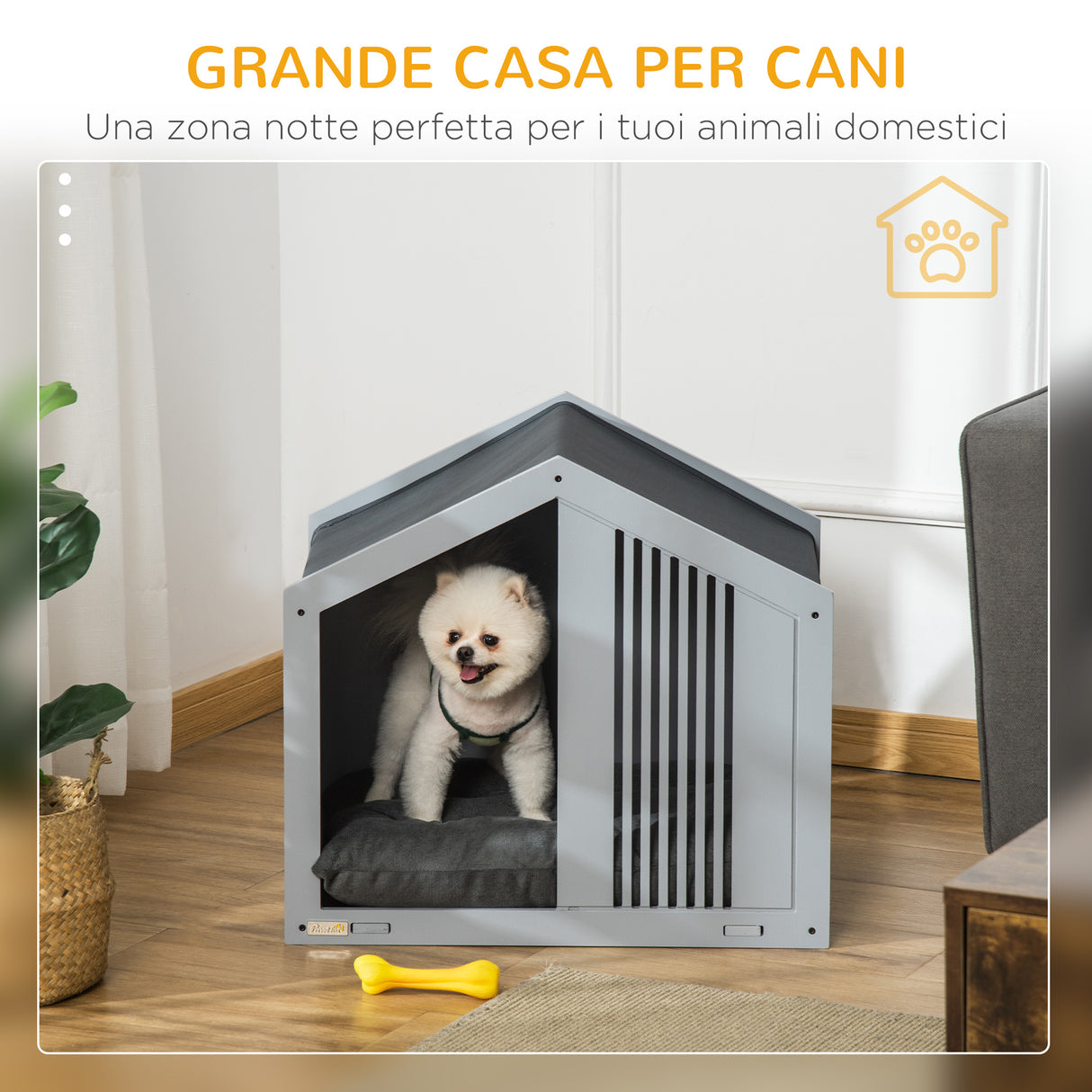 easycomfort easycomfort cuccia per cani a casetta in tessuto e legno per animali fino a 12kg grigio