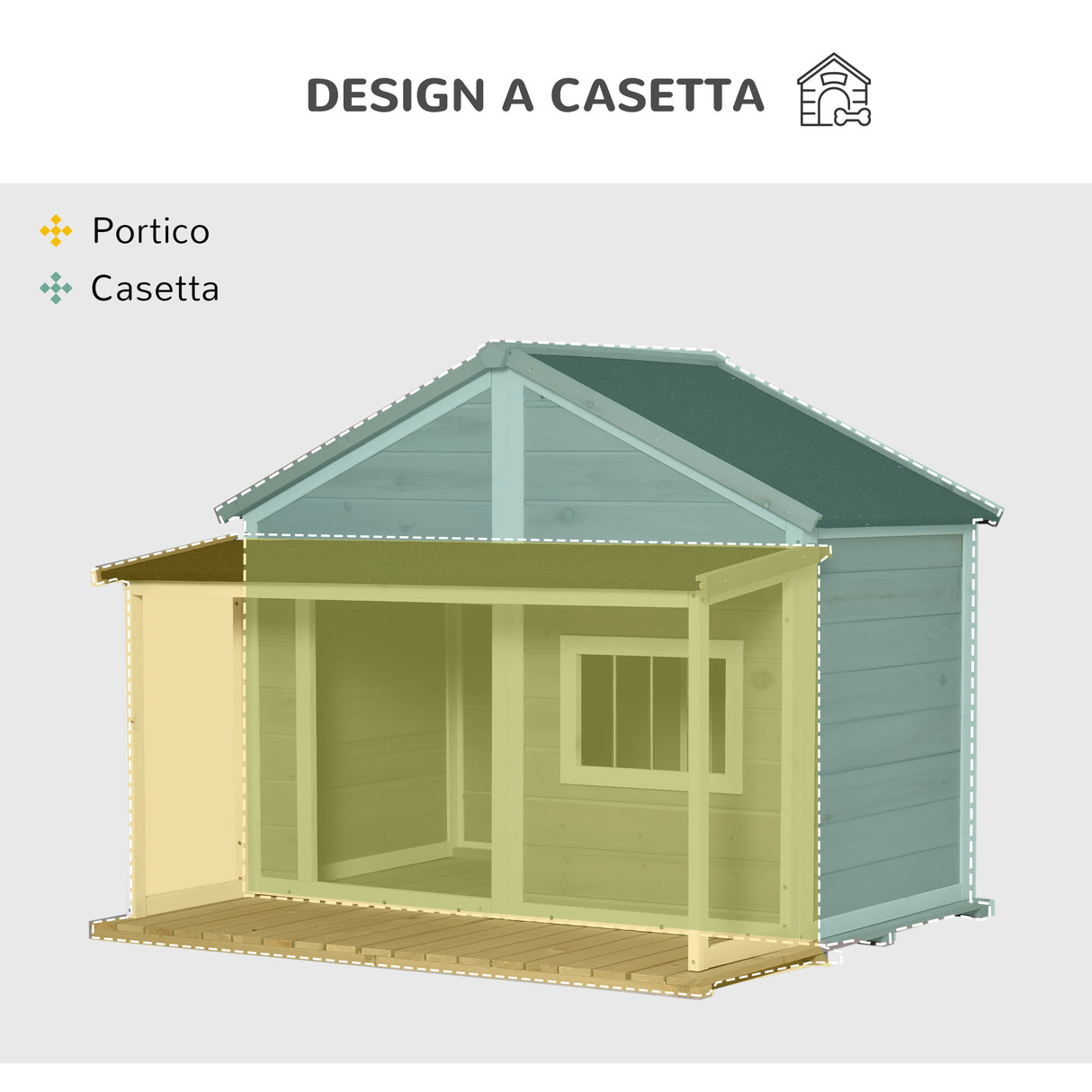 easycomfort easycomfort cuccia per cani da esterno in legno casetta per cani con terrazza finestra e tetto impermeabile 127x112x109cm grigio